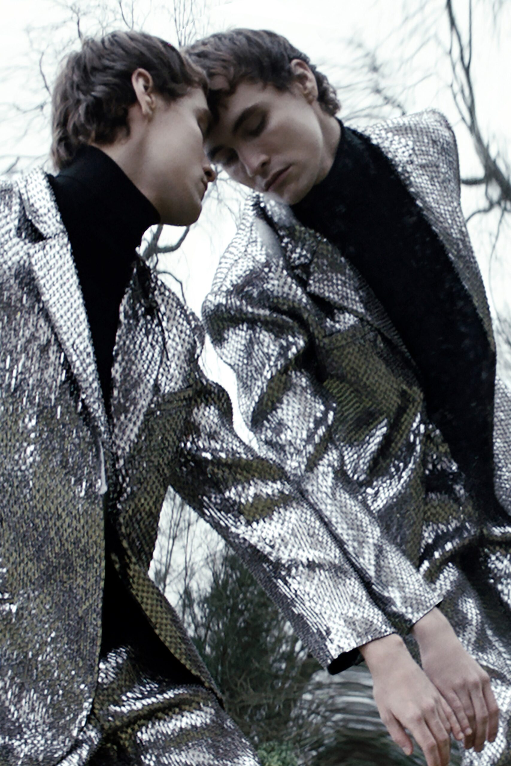 silver sequin tailored suit