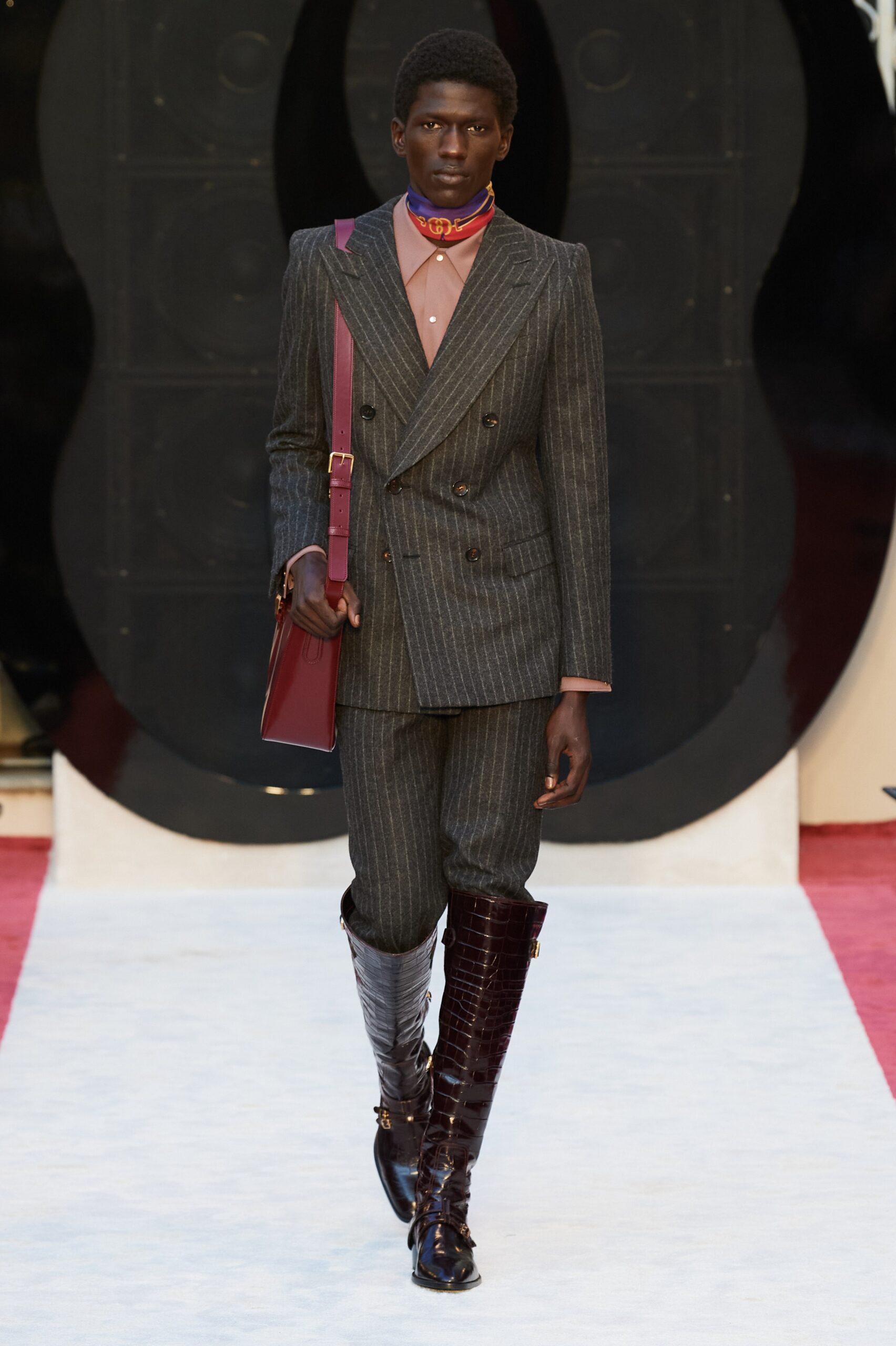 tailored gray striped suit