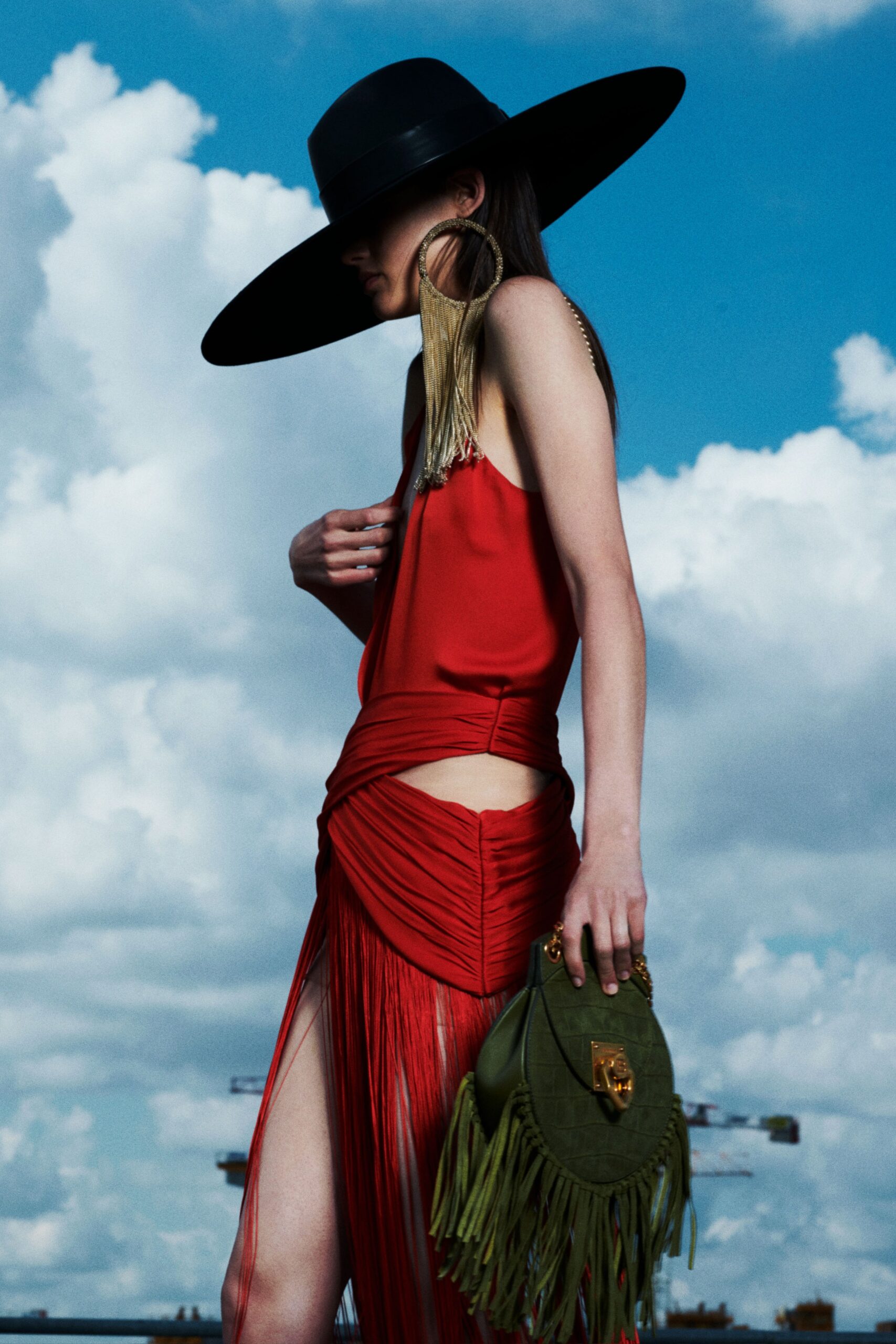 red fitted ruched dress