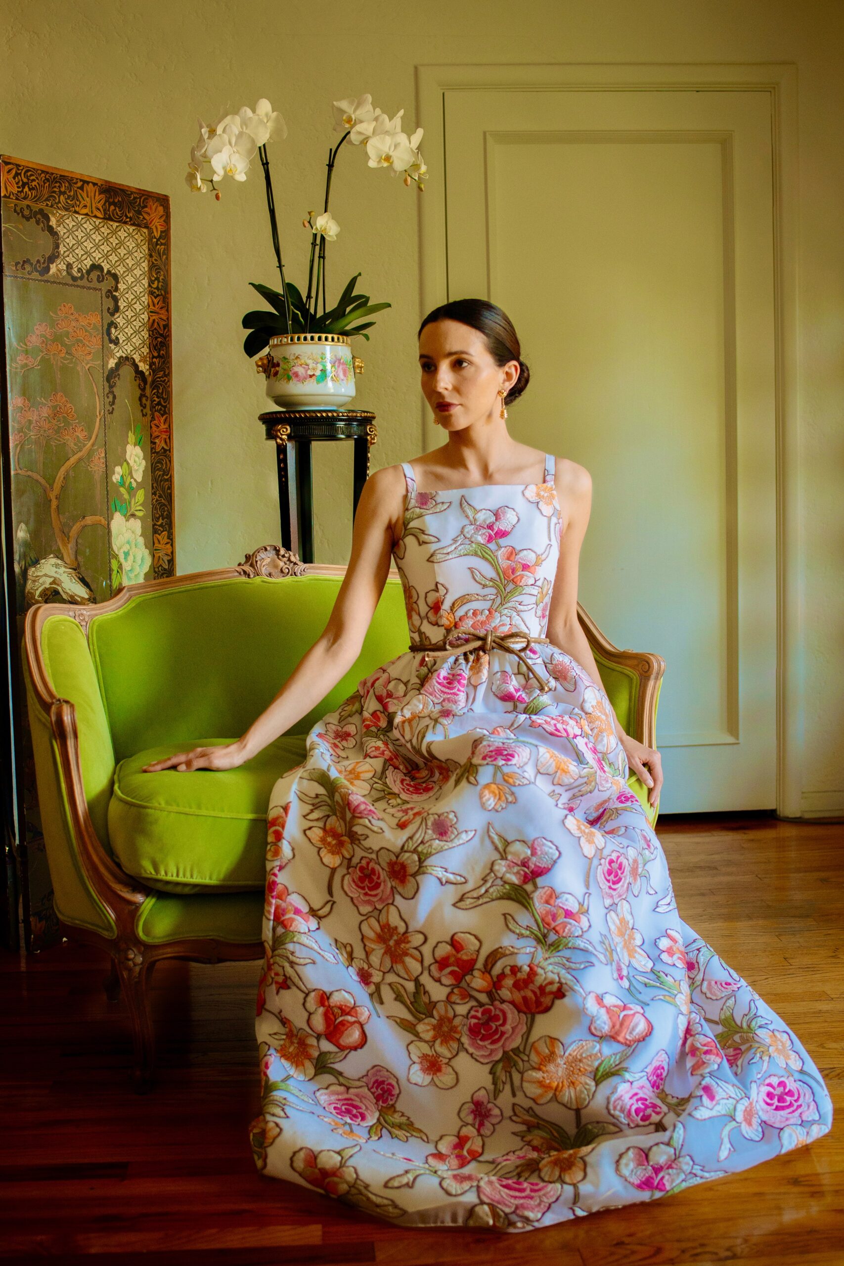 floral silk maxi gown