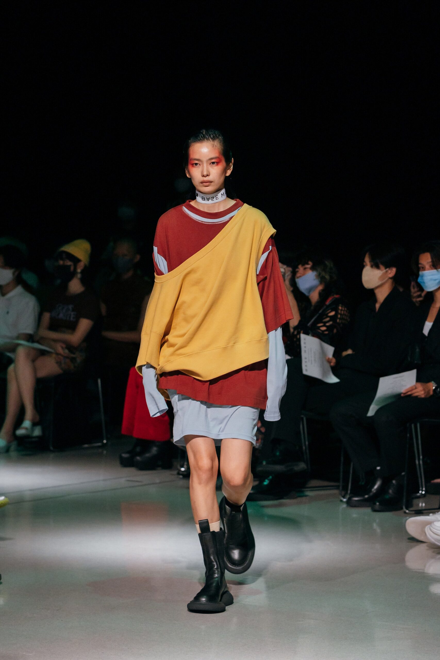 asymmetric layered top with fitted skirt
