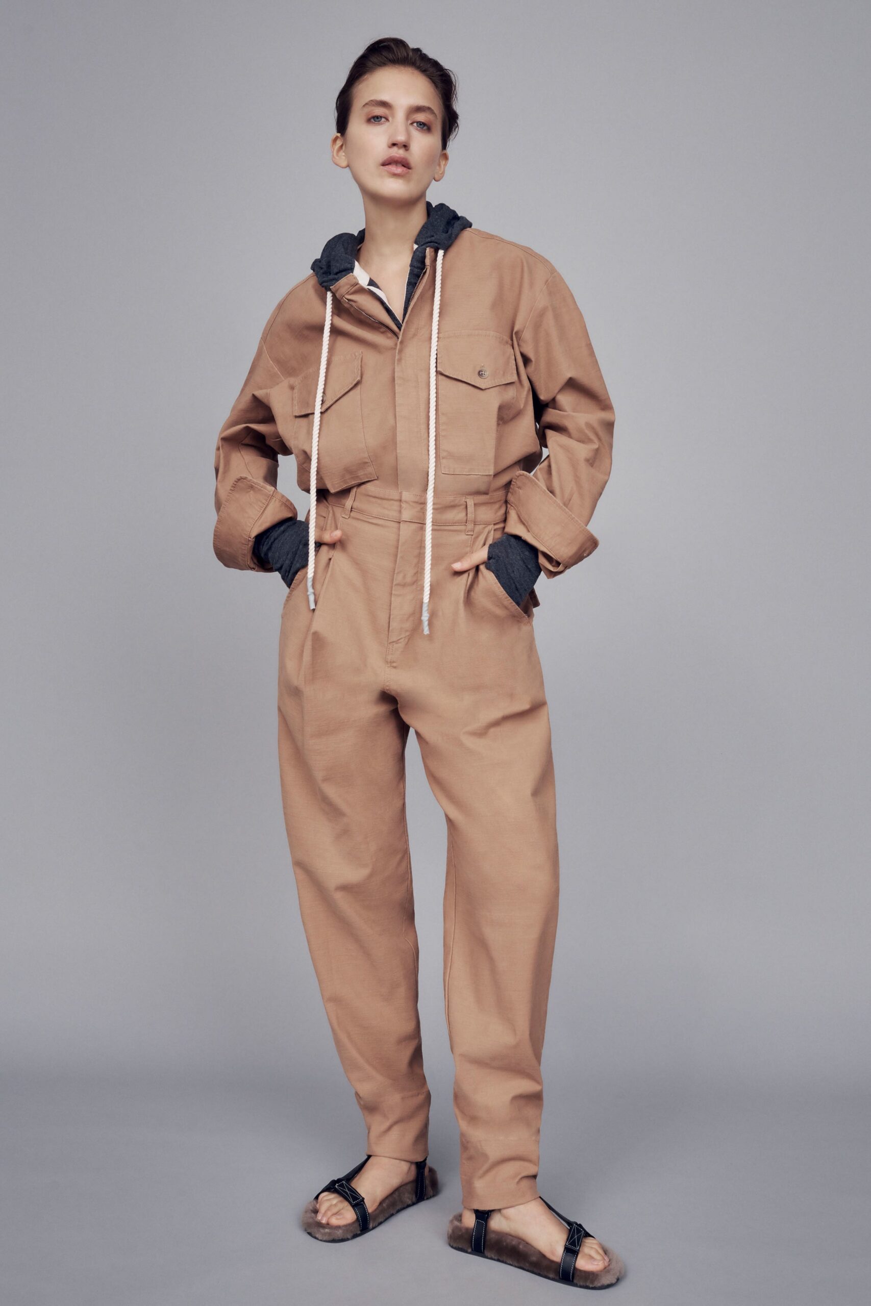 beige relaxed jacket and pants