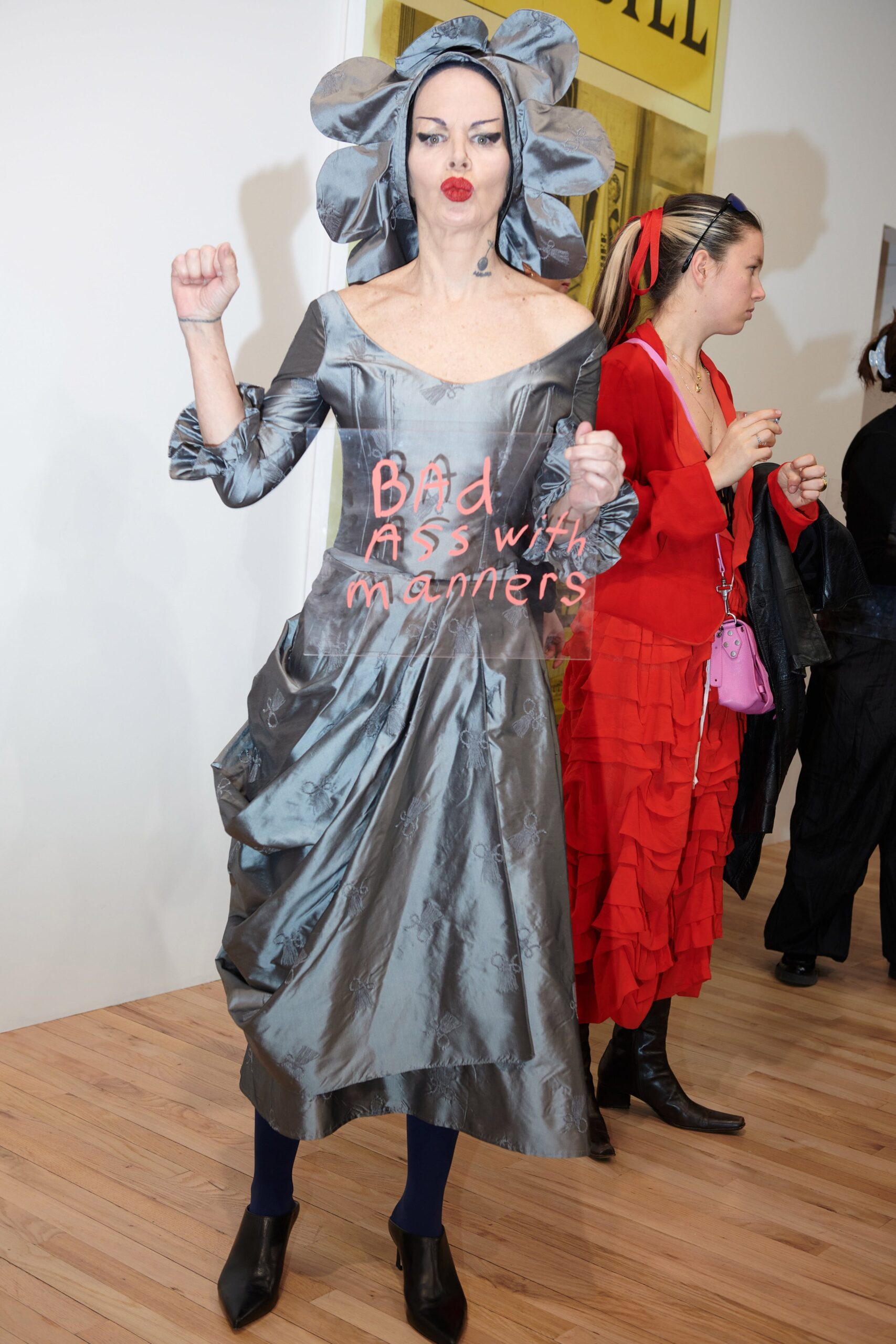 gray silk pleated dress