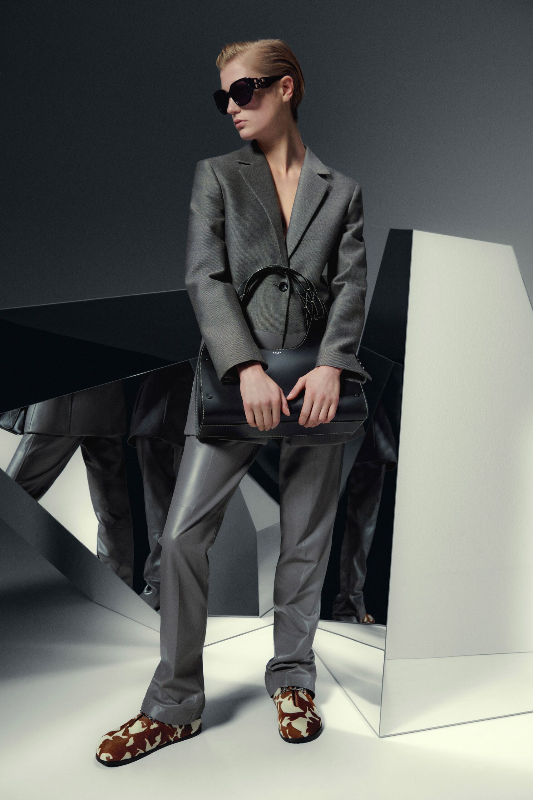gray tailored blazer and pants