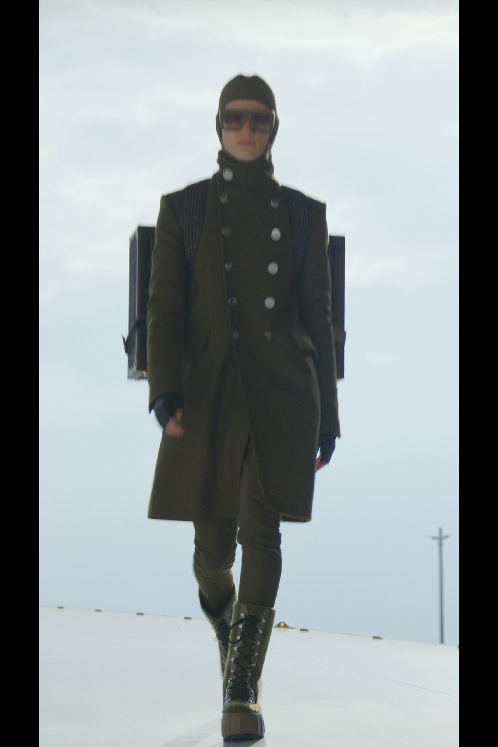 green wool fitted coat
