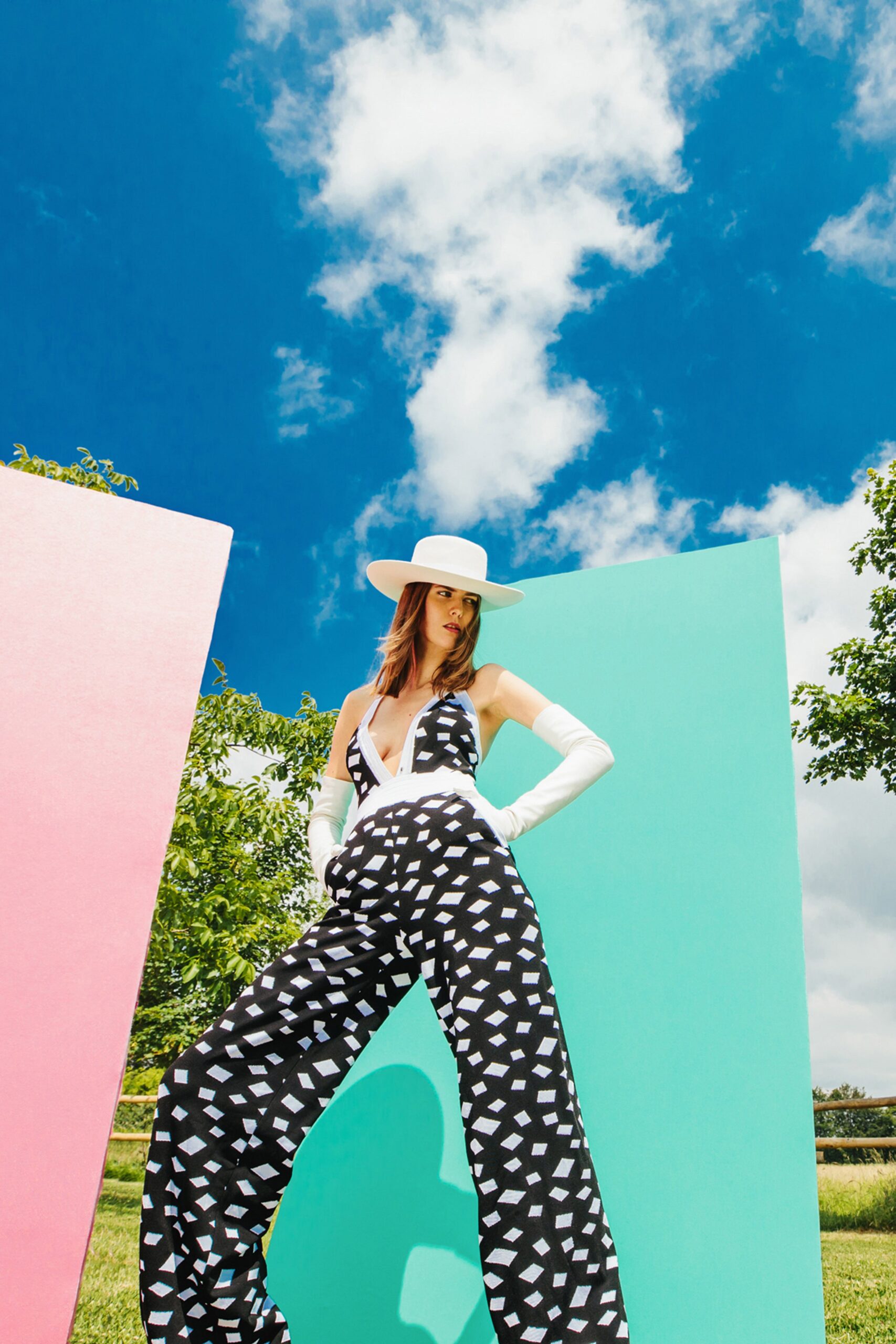 black and white printed jumpsuit