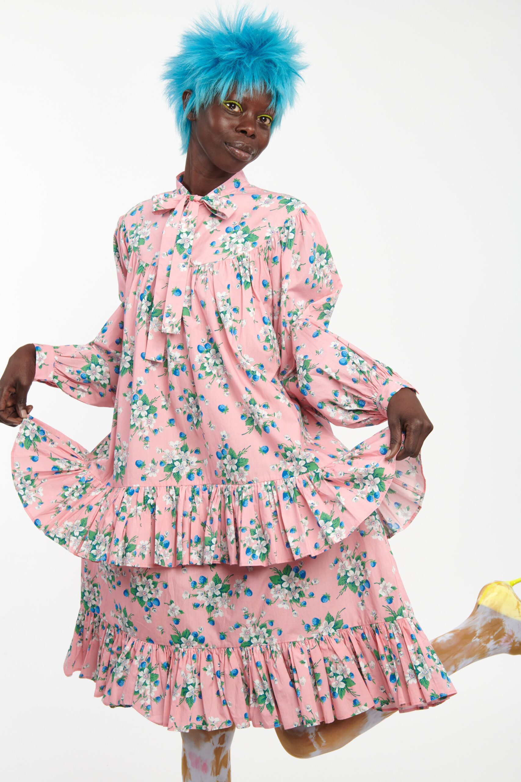 pink floral midi dress