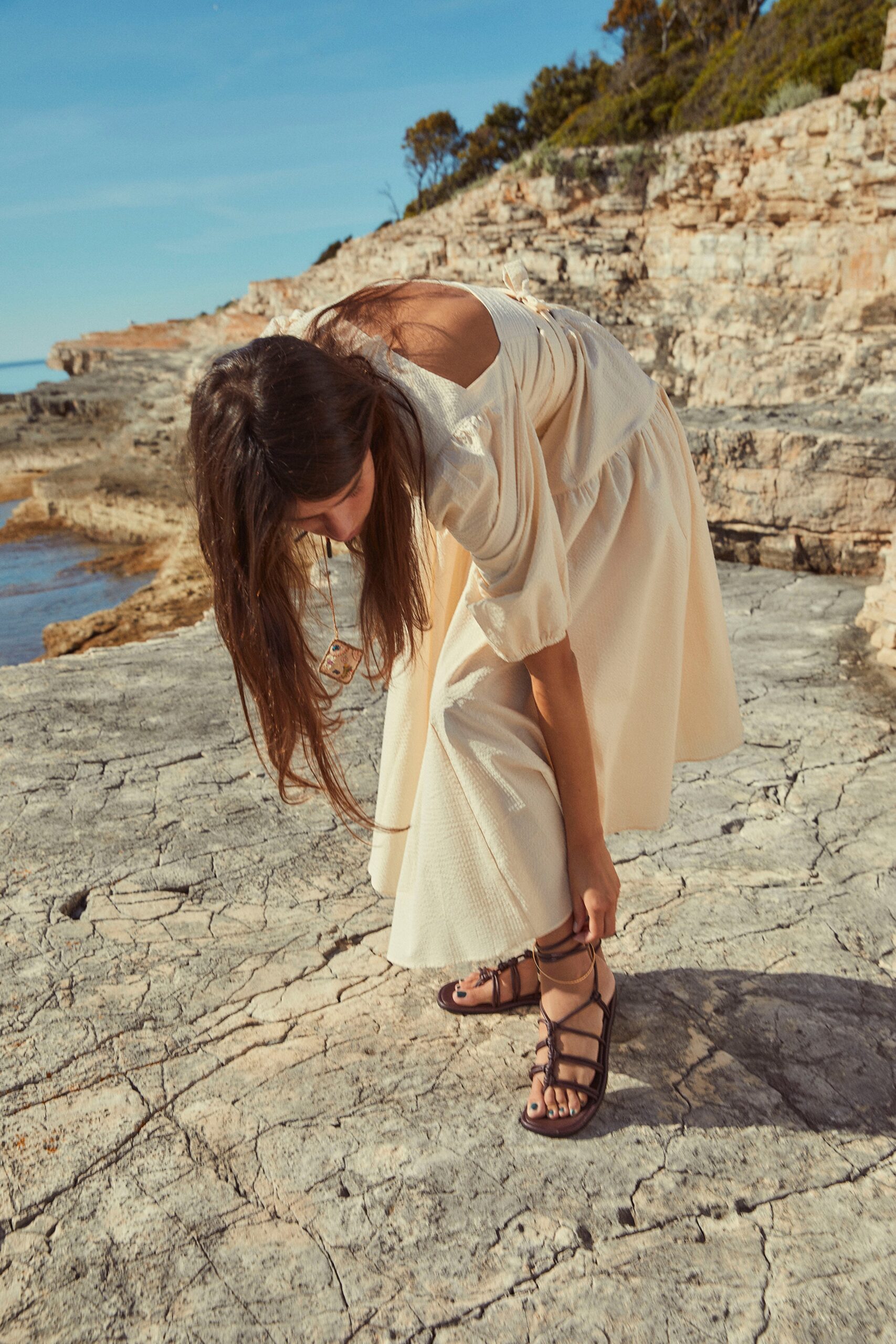 ivory backless maxi dress