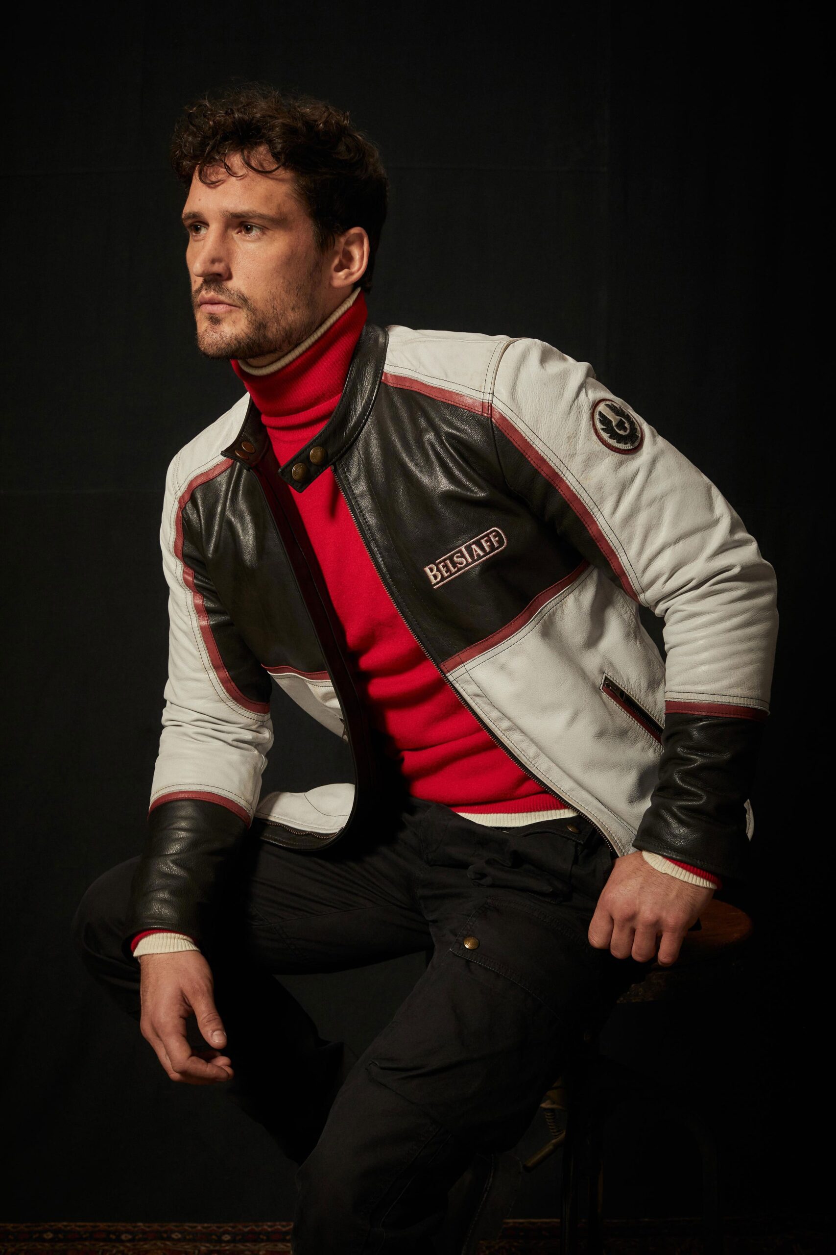 color-block leather moto jacket