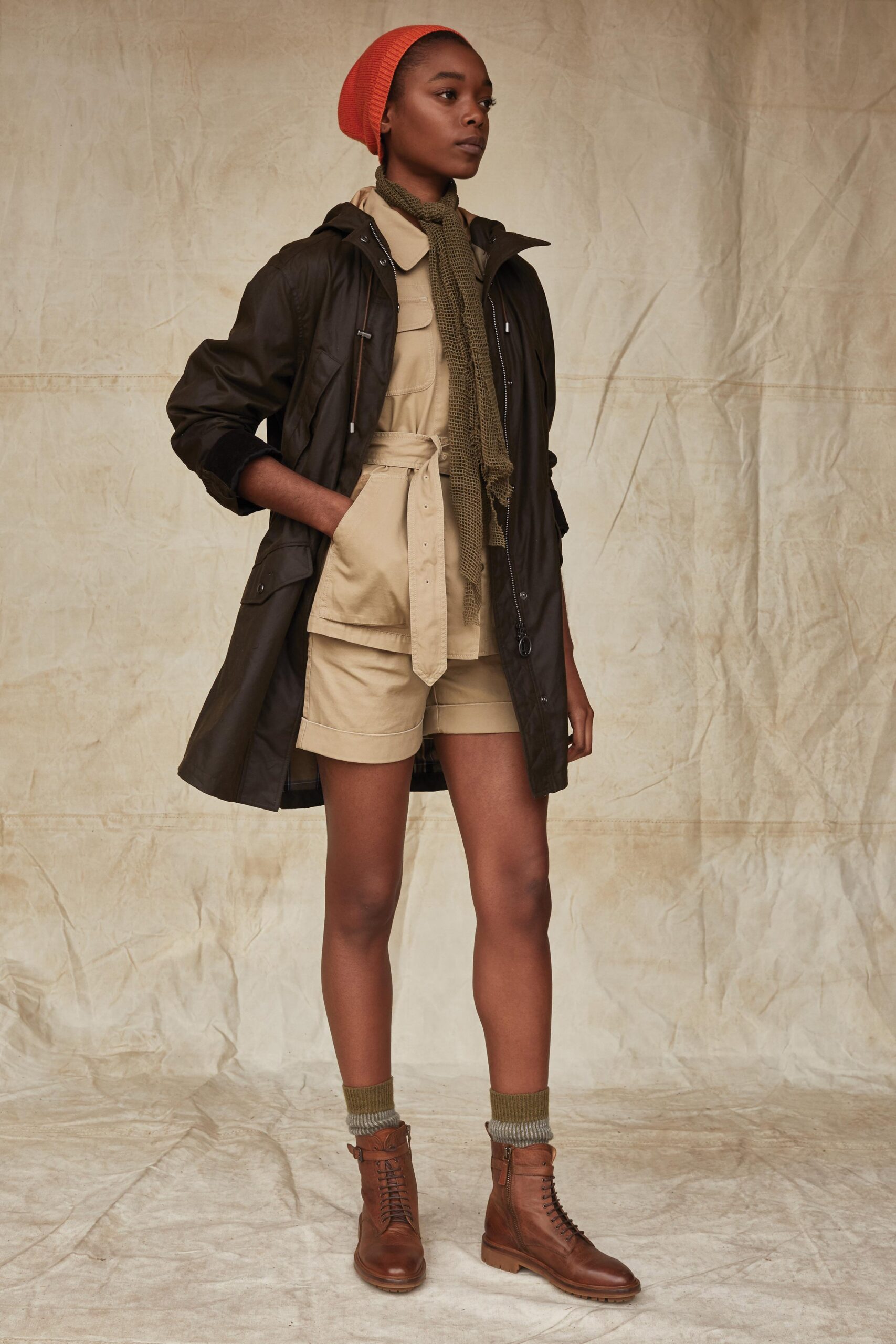 brown hooded parka