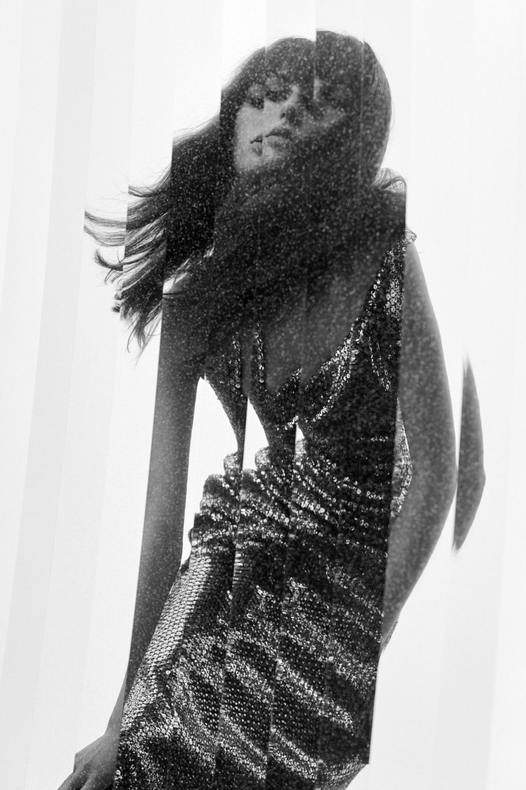 black silk fitted dress