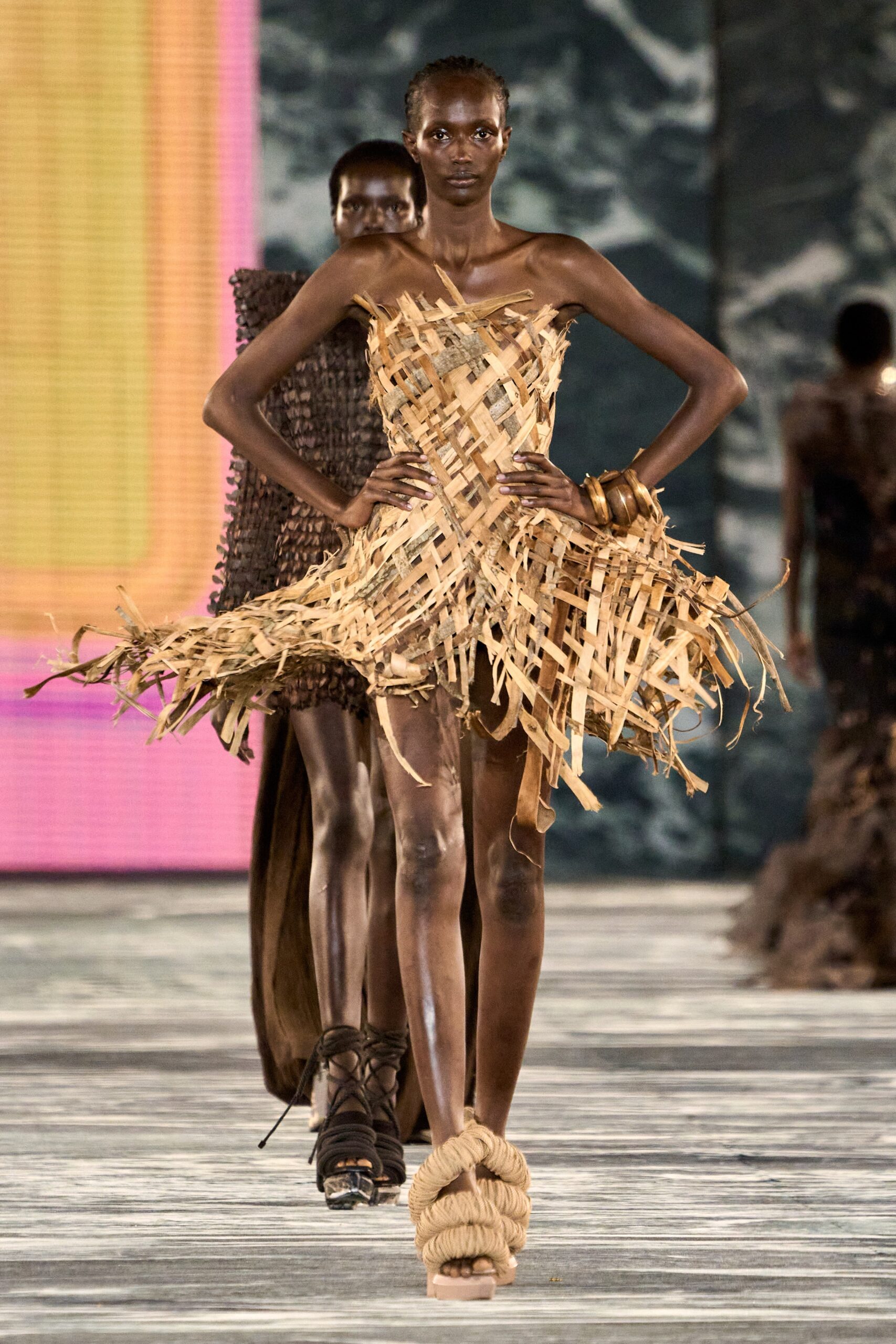 beige woven sleeveless mini dress