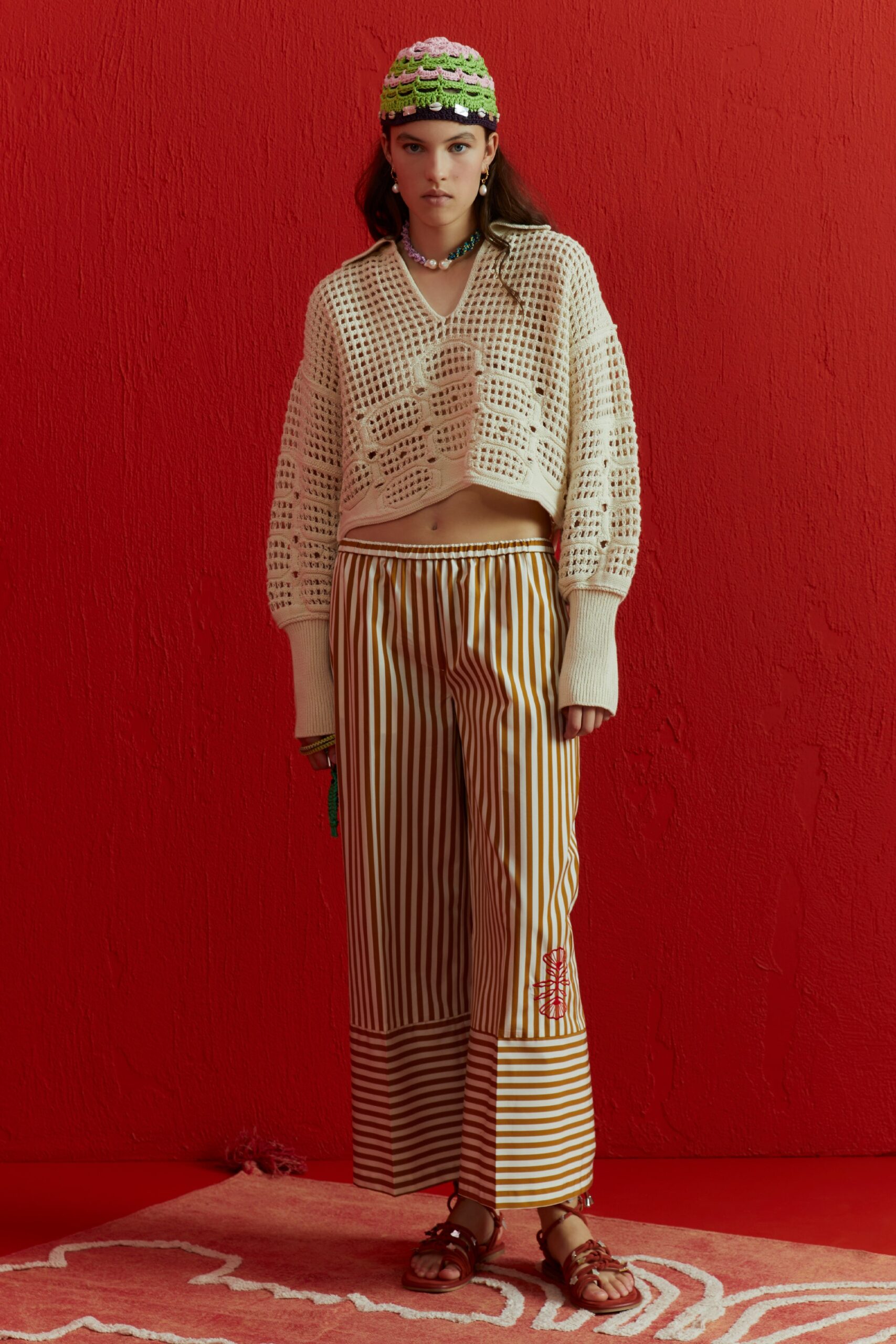 ivory crochet cropped sweater