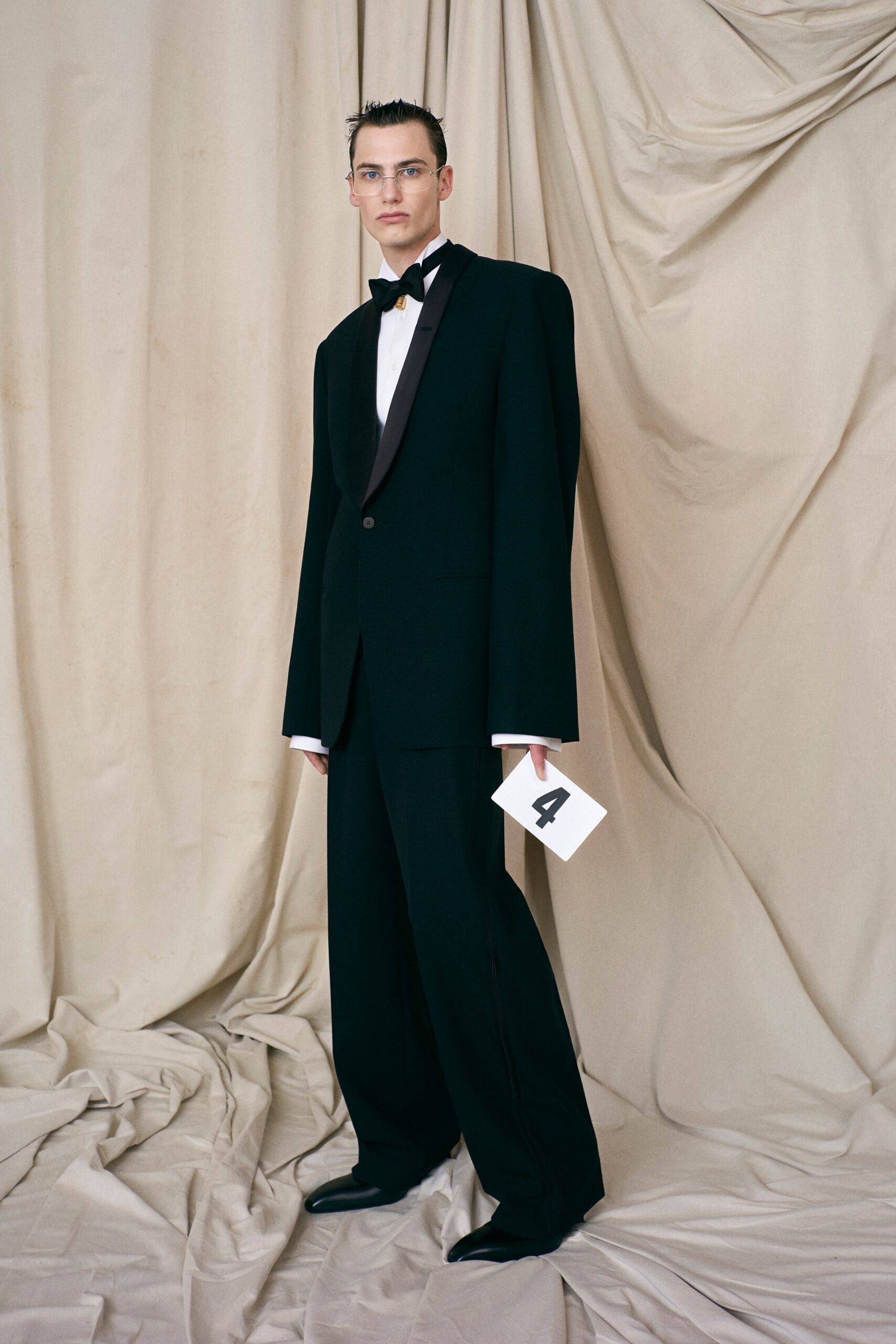 oversized black suit with straight-leg pants