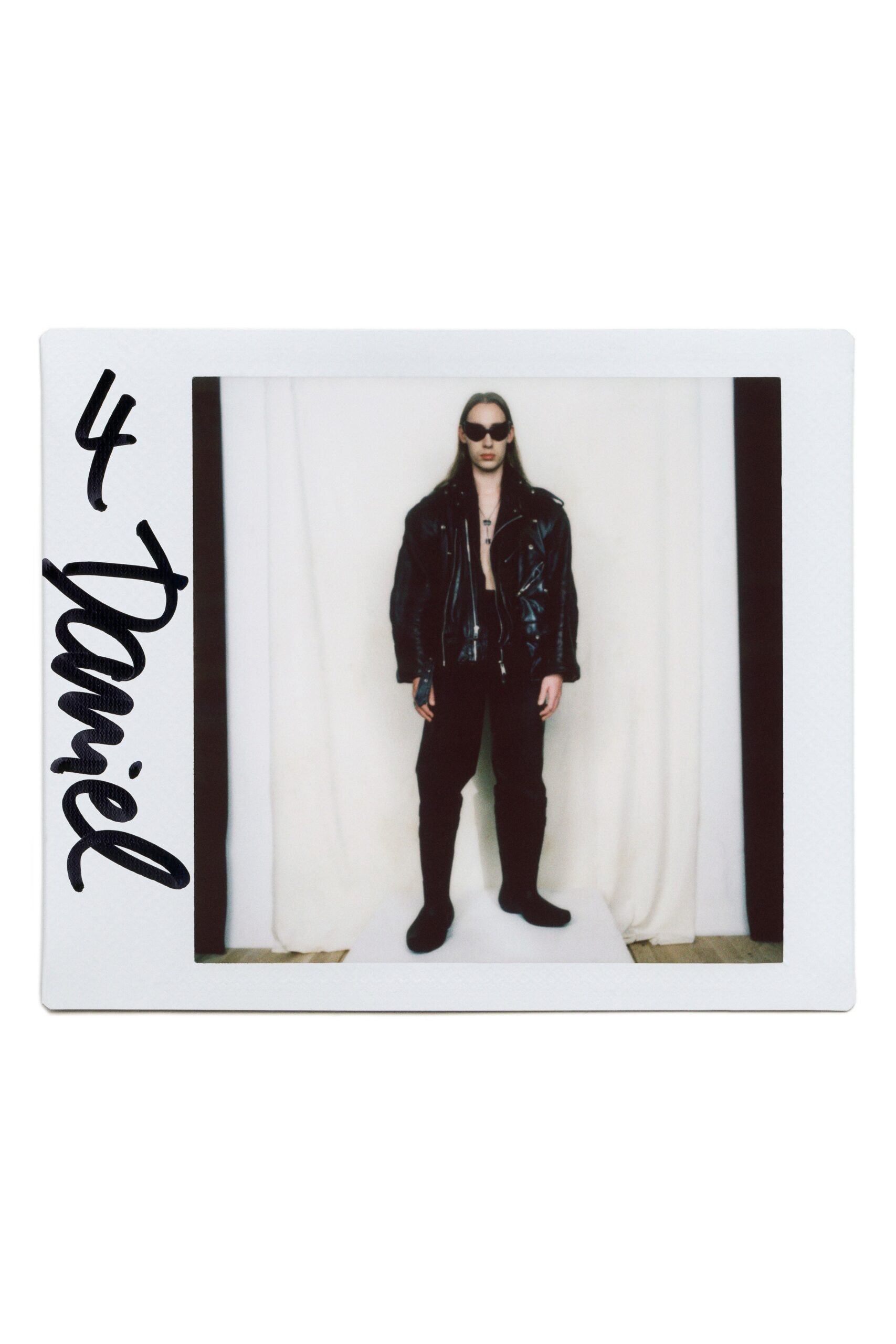 black vinyl fitted jacket and pants