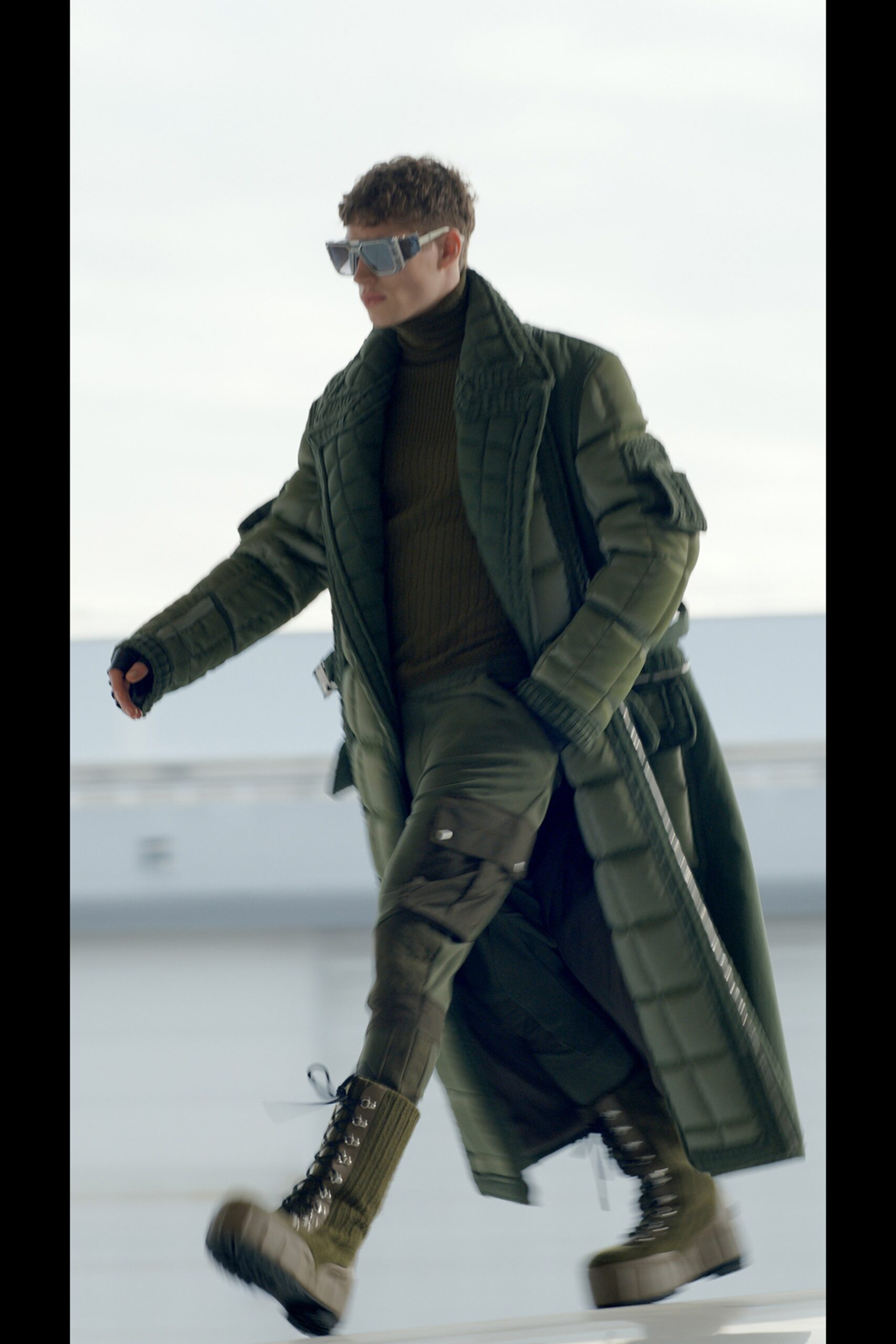 oversized green quilted coat