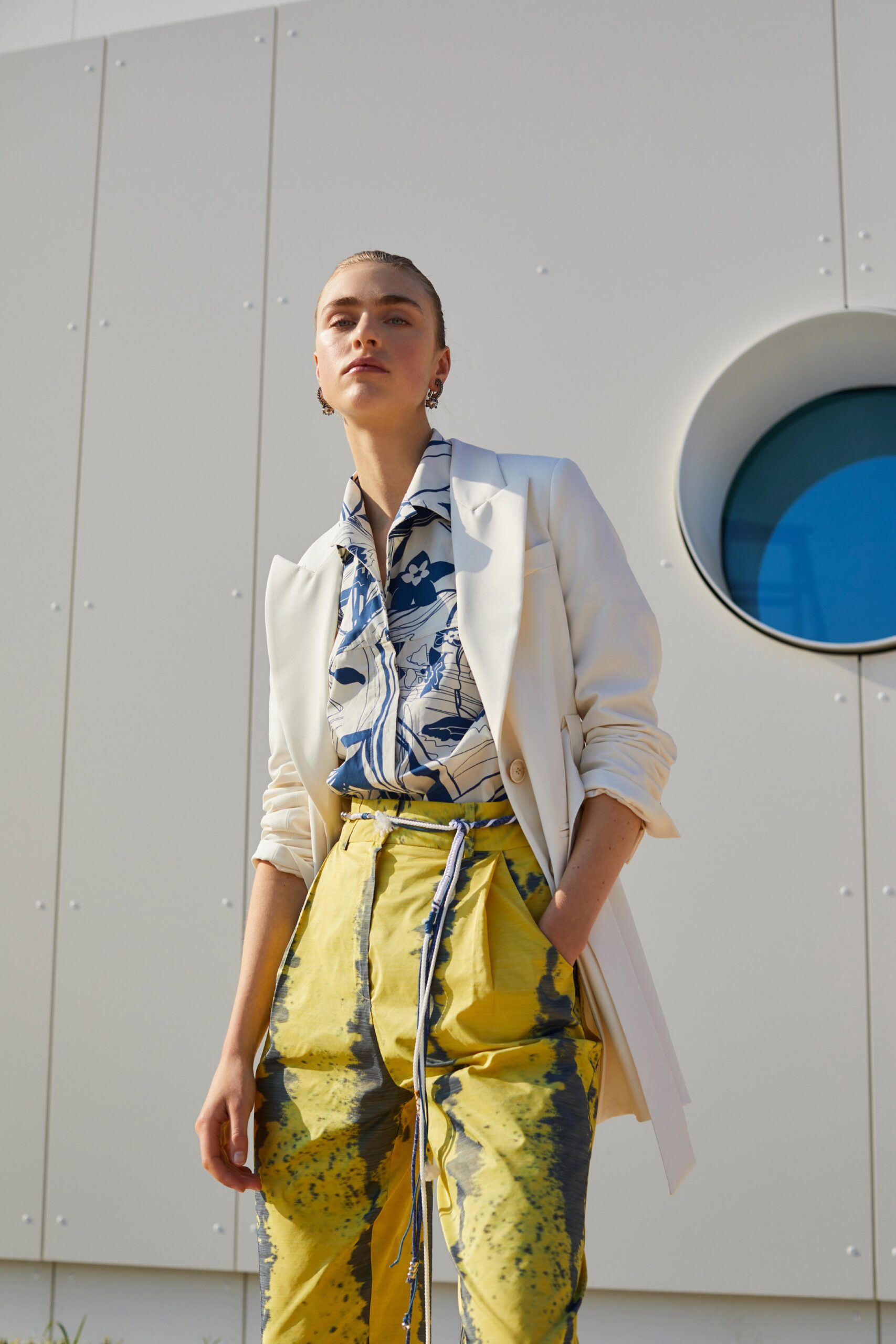 ivory tailored open-front blazer