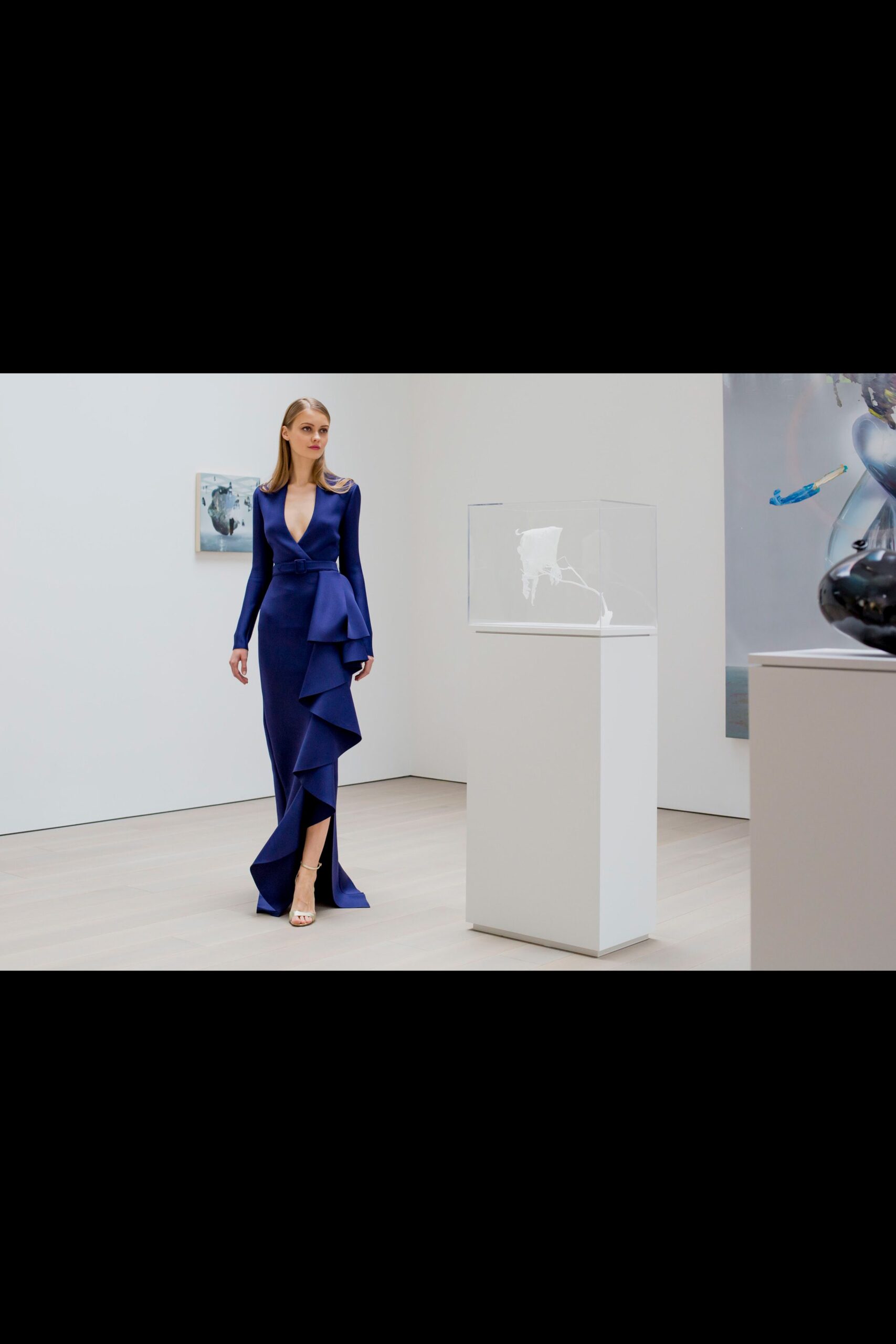 blue silk fitted gown