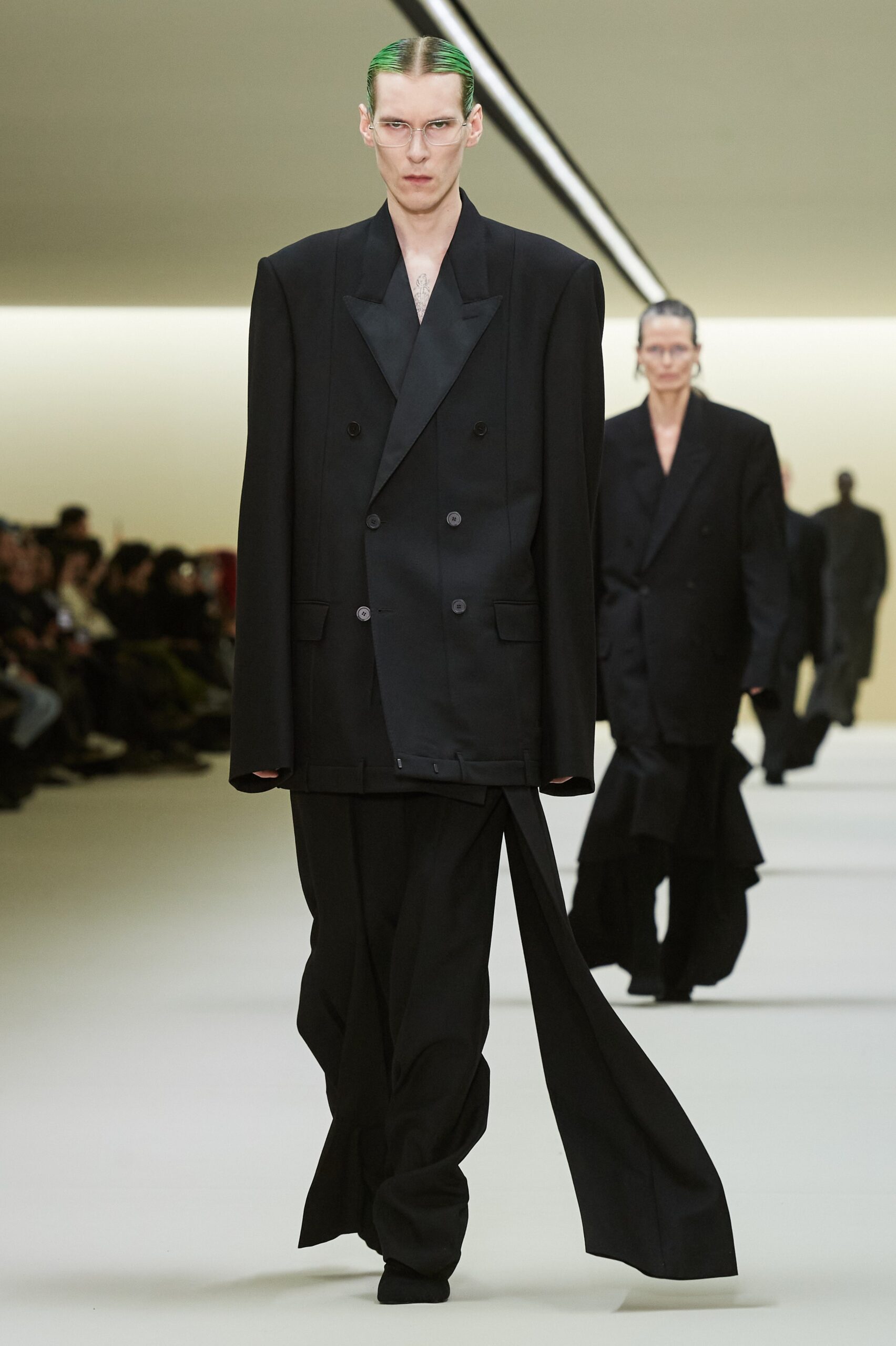oversized black suit with flared pants