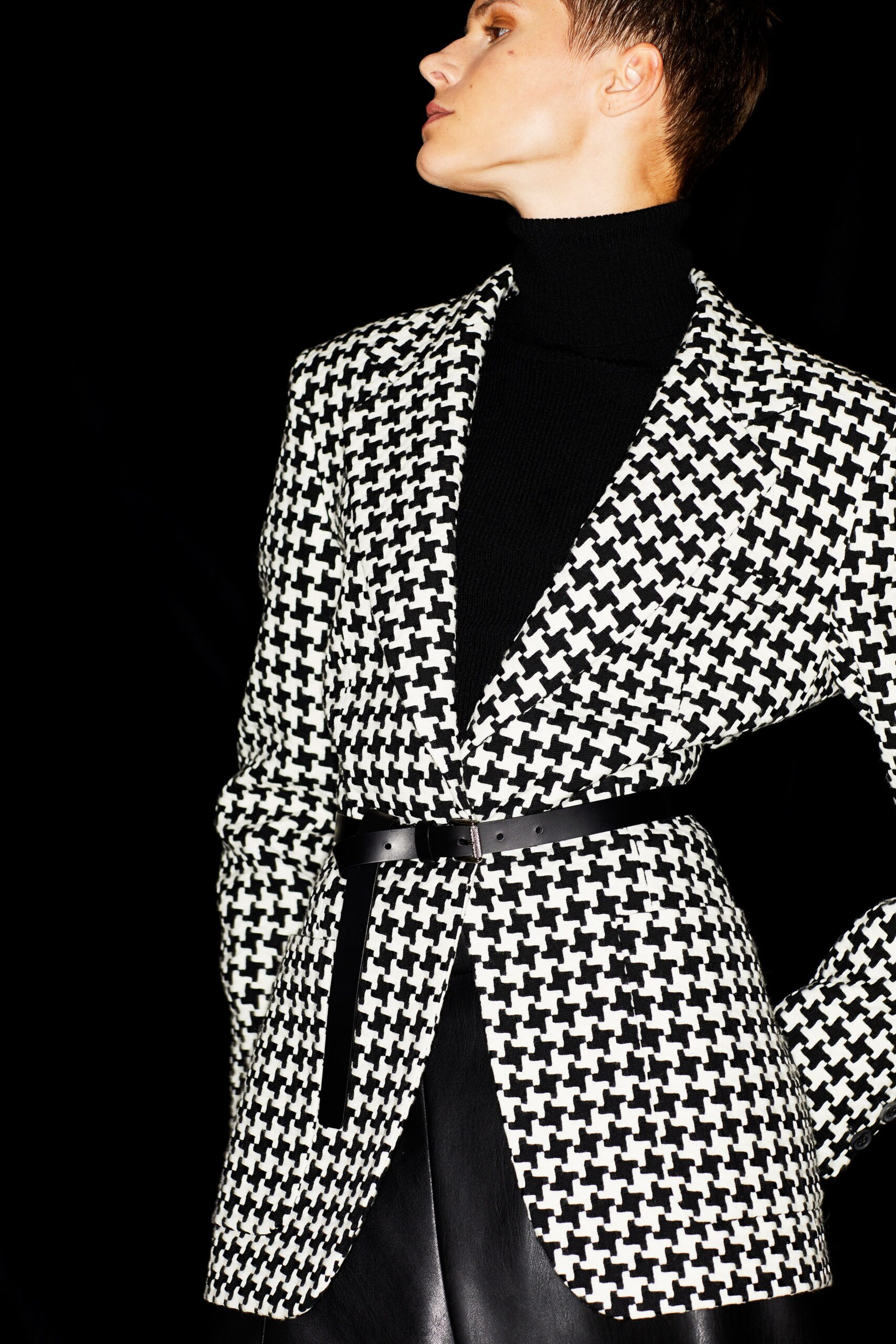 black and white tailored blazer