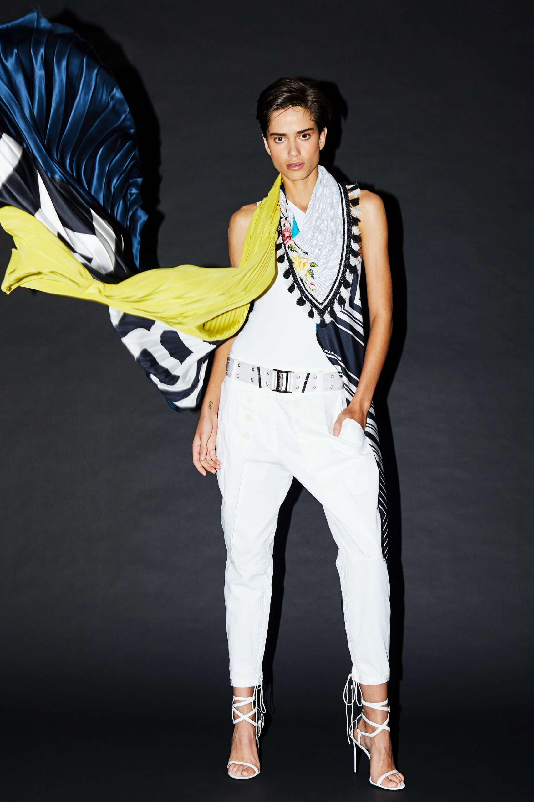 blue silk layered flowing scarf