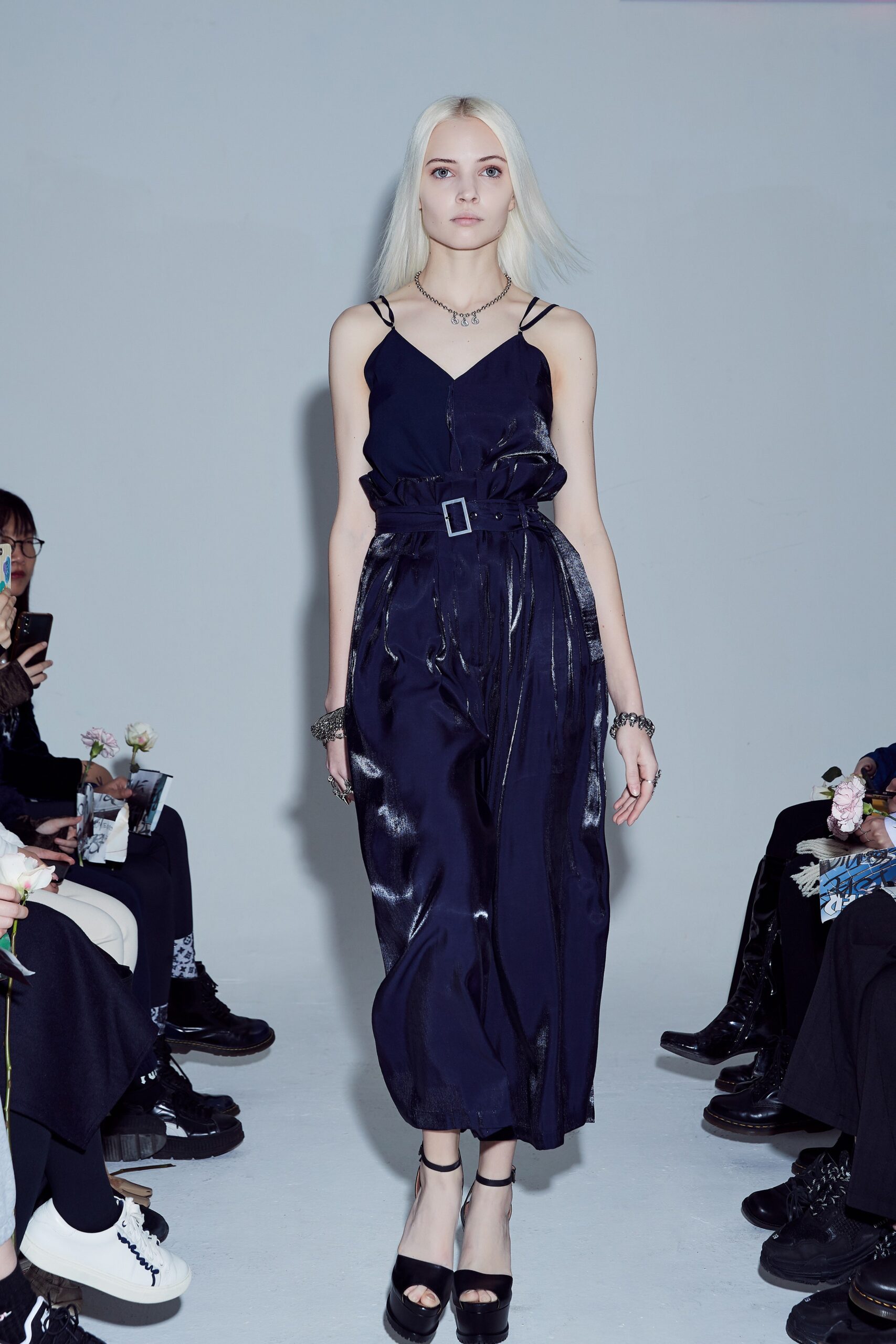 black silk sleeveless jumpsuit