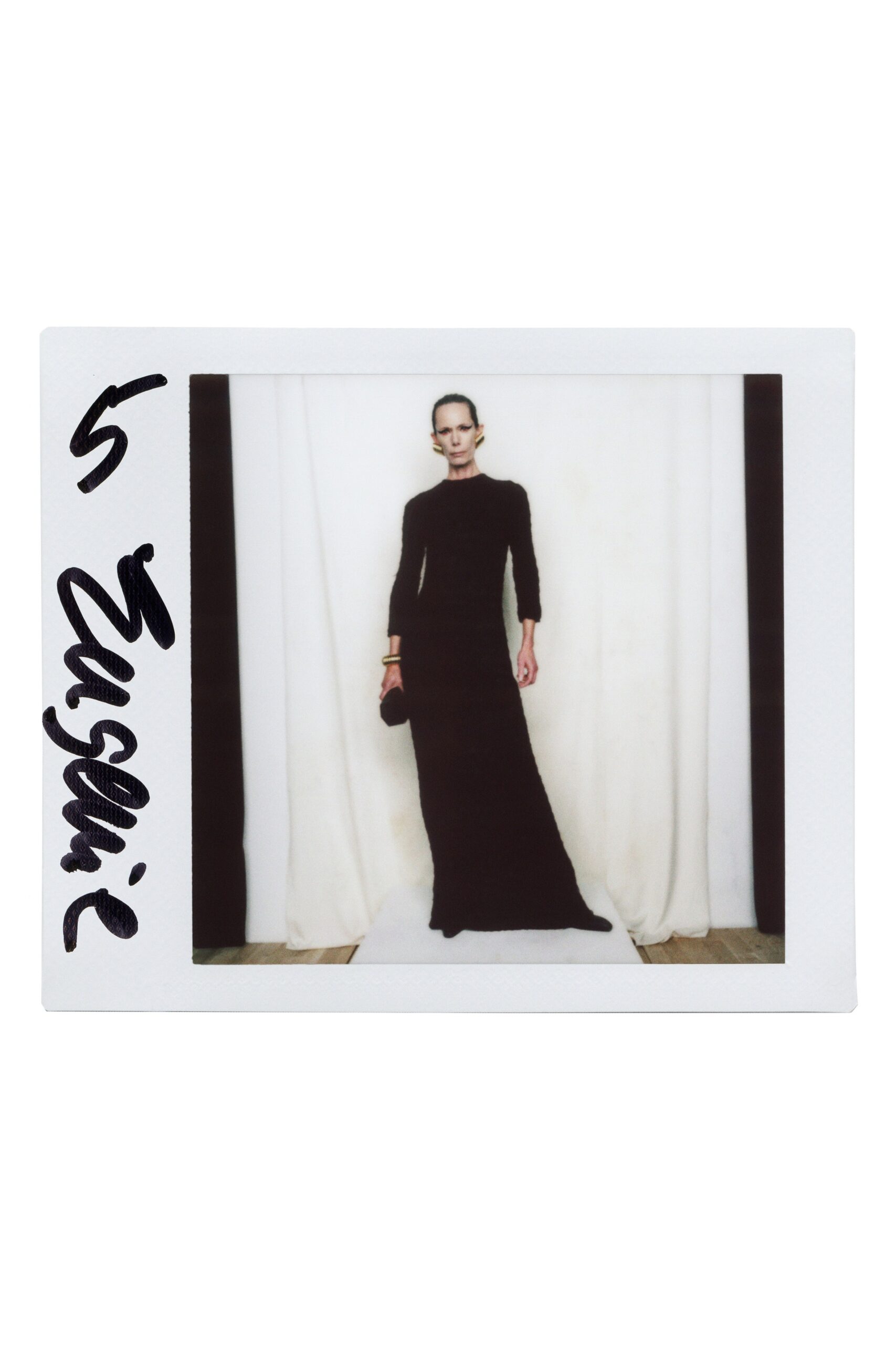 black silk fitted gown