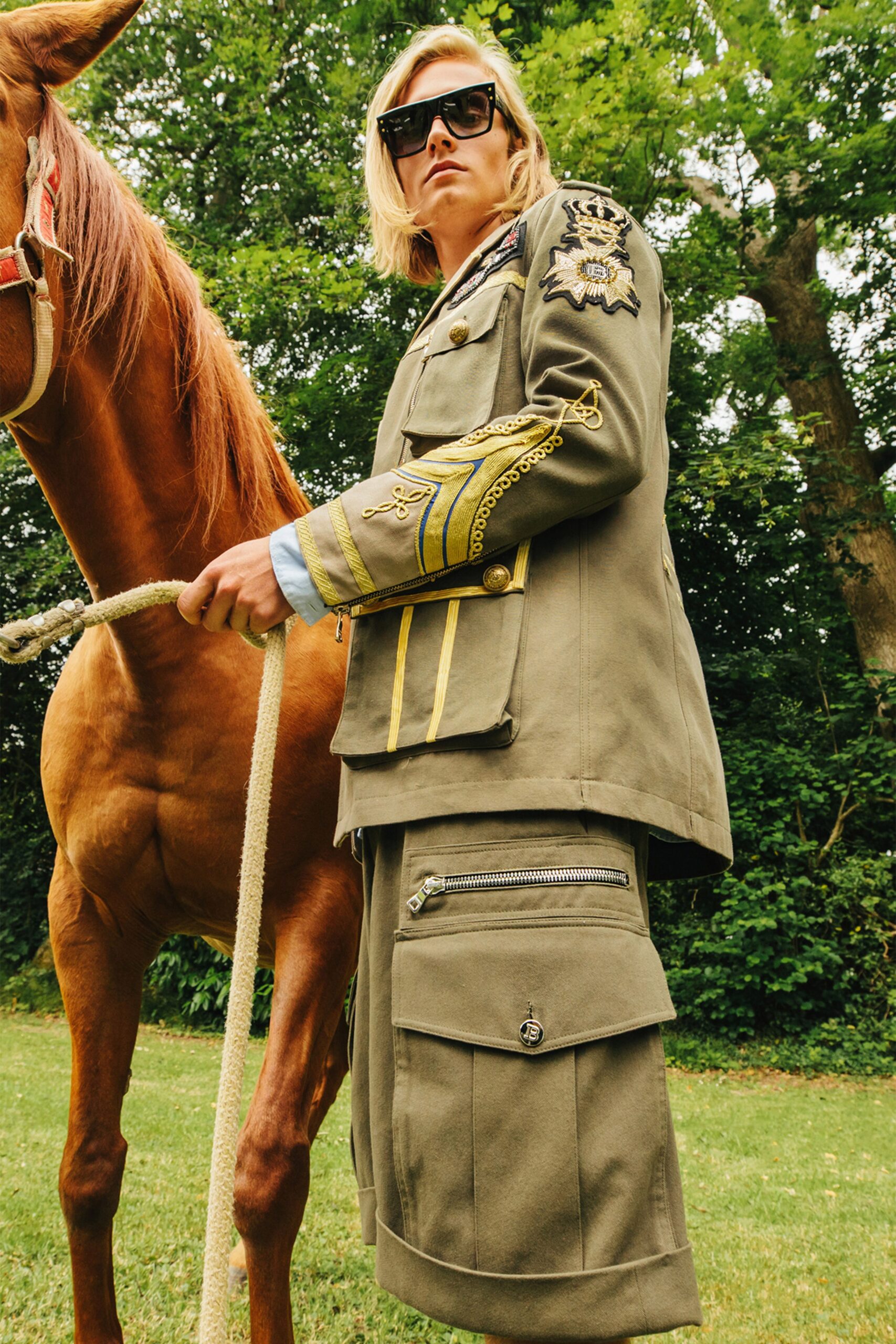green relaxed jacket and pants