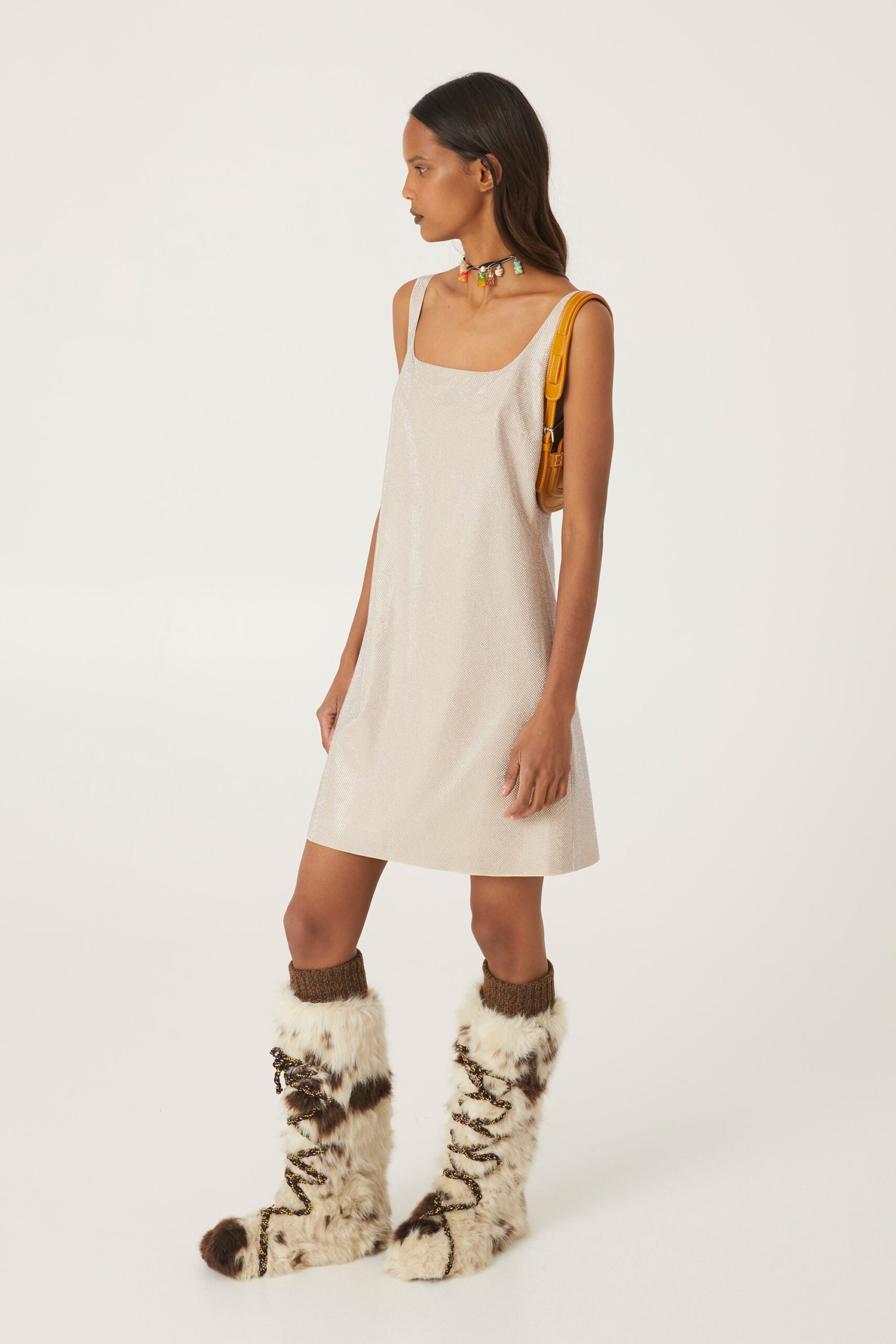 ivory sleeveless mini shift dress