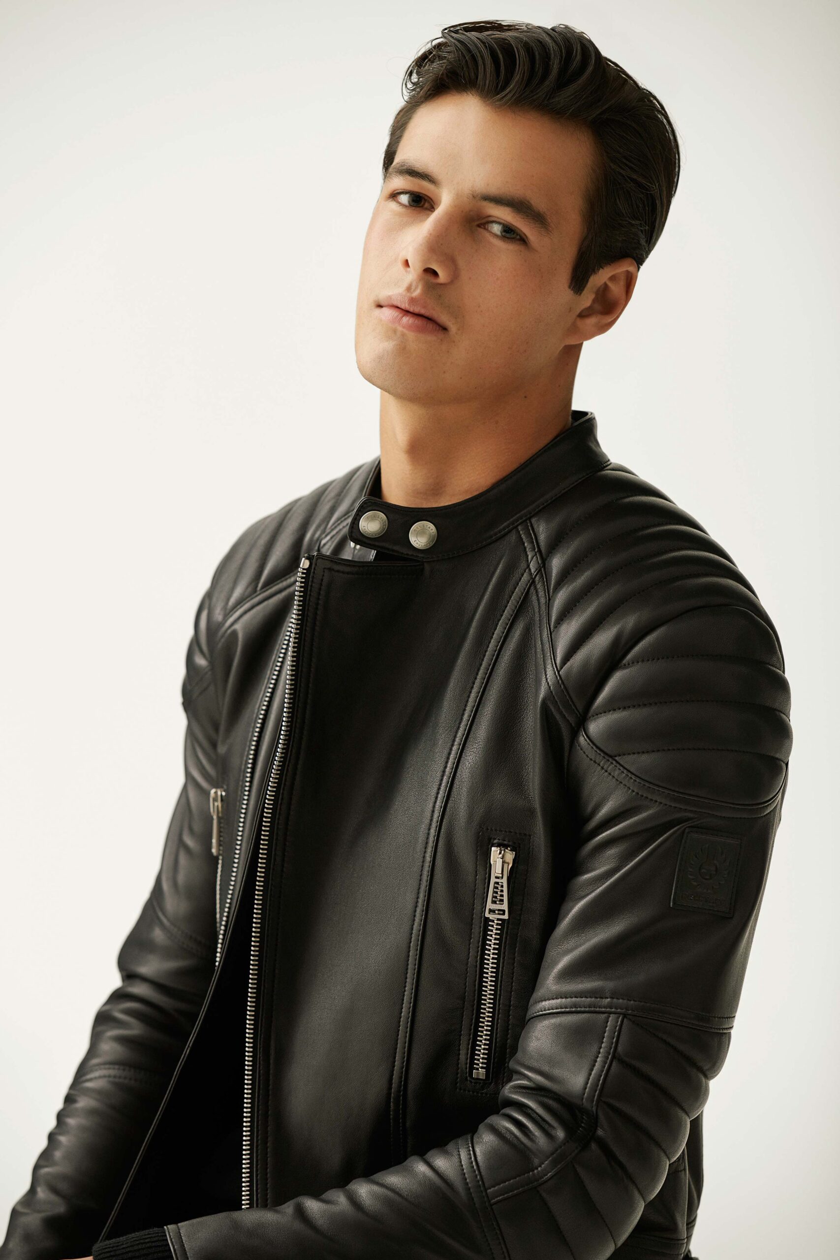 black leather zippered jacket