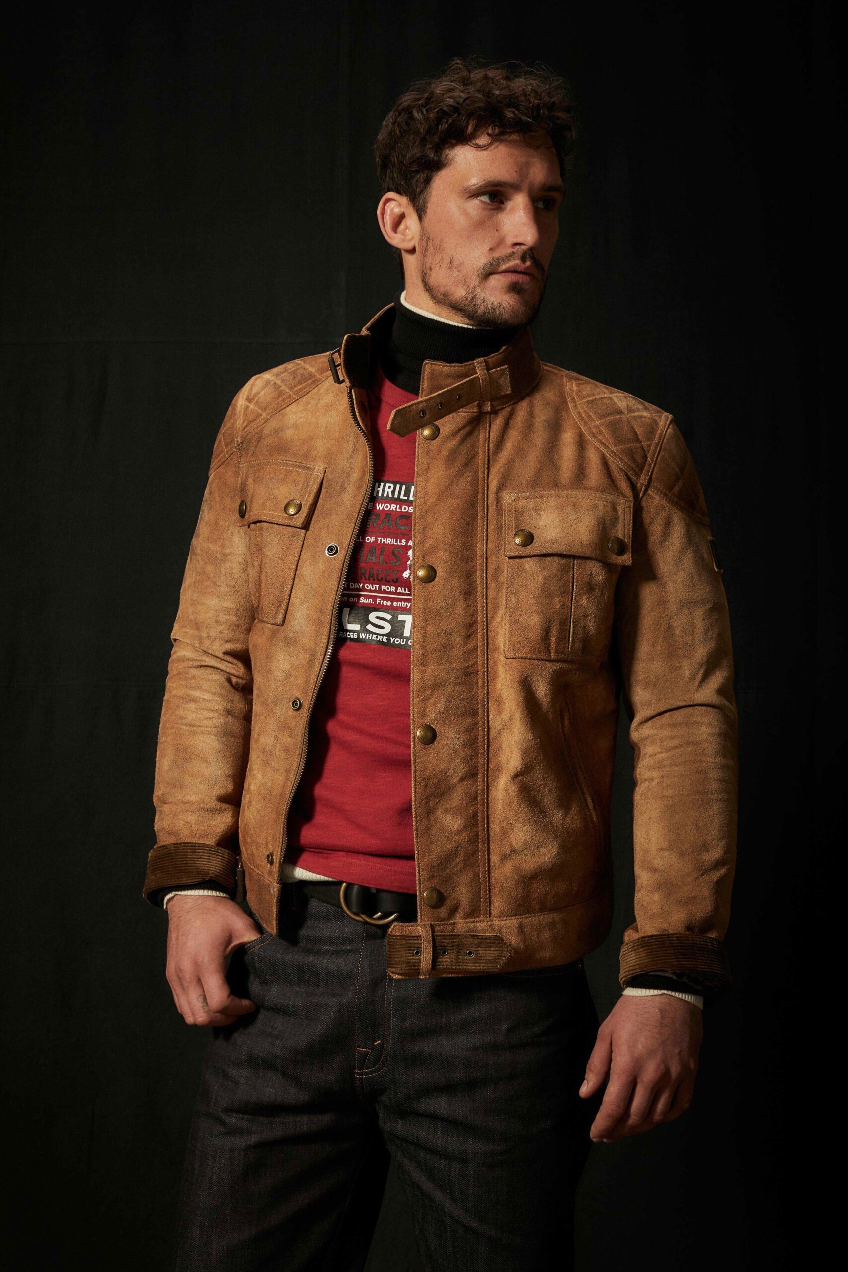brown suede high-neck jacket