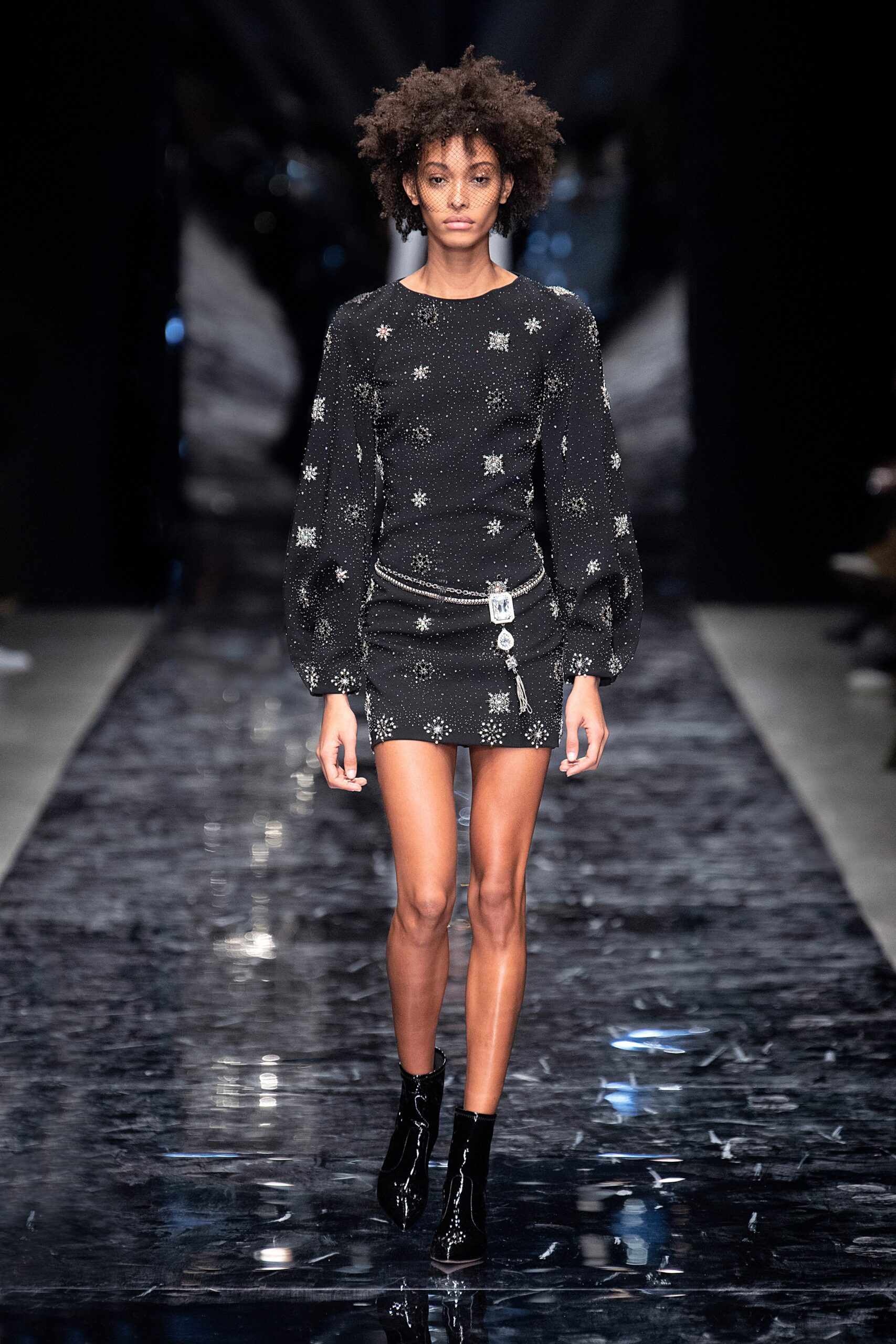 black embellished mini dress