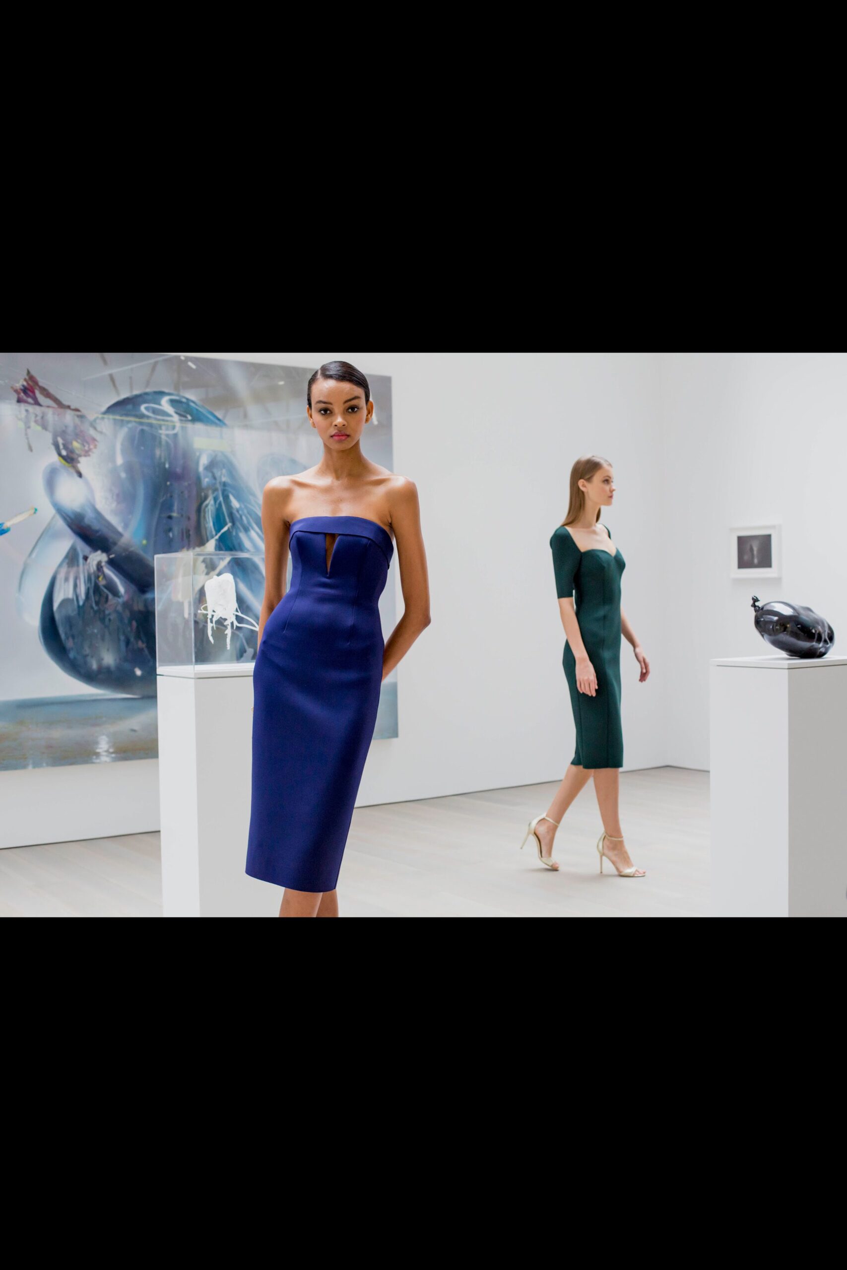 blue and green fitted midi dresses