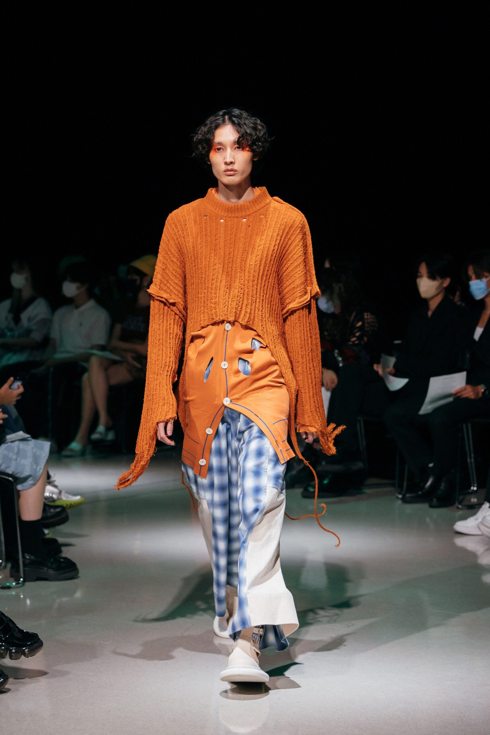 oversized orange ribbed top with relaxed pants