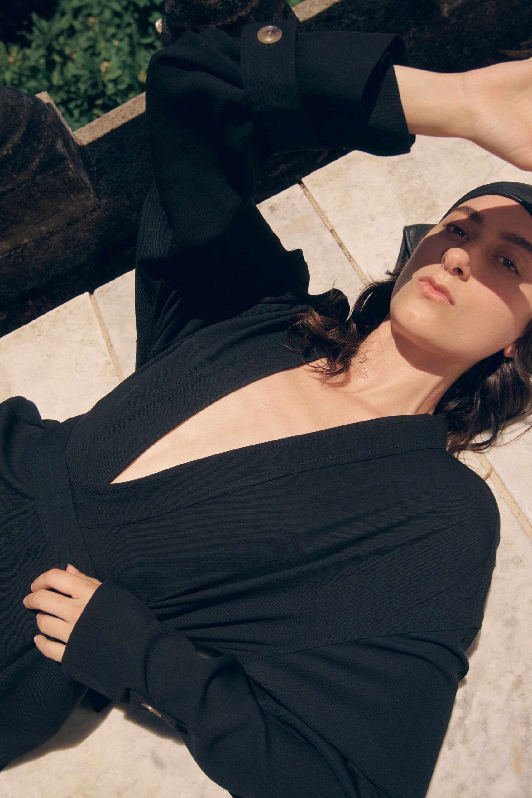 black fitted midi dress