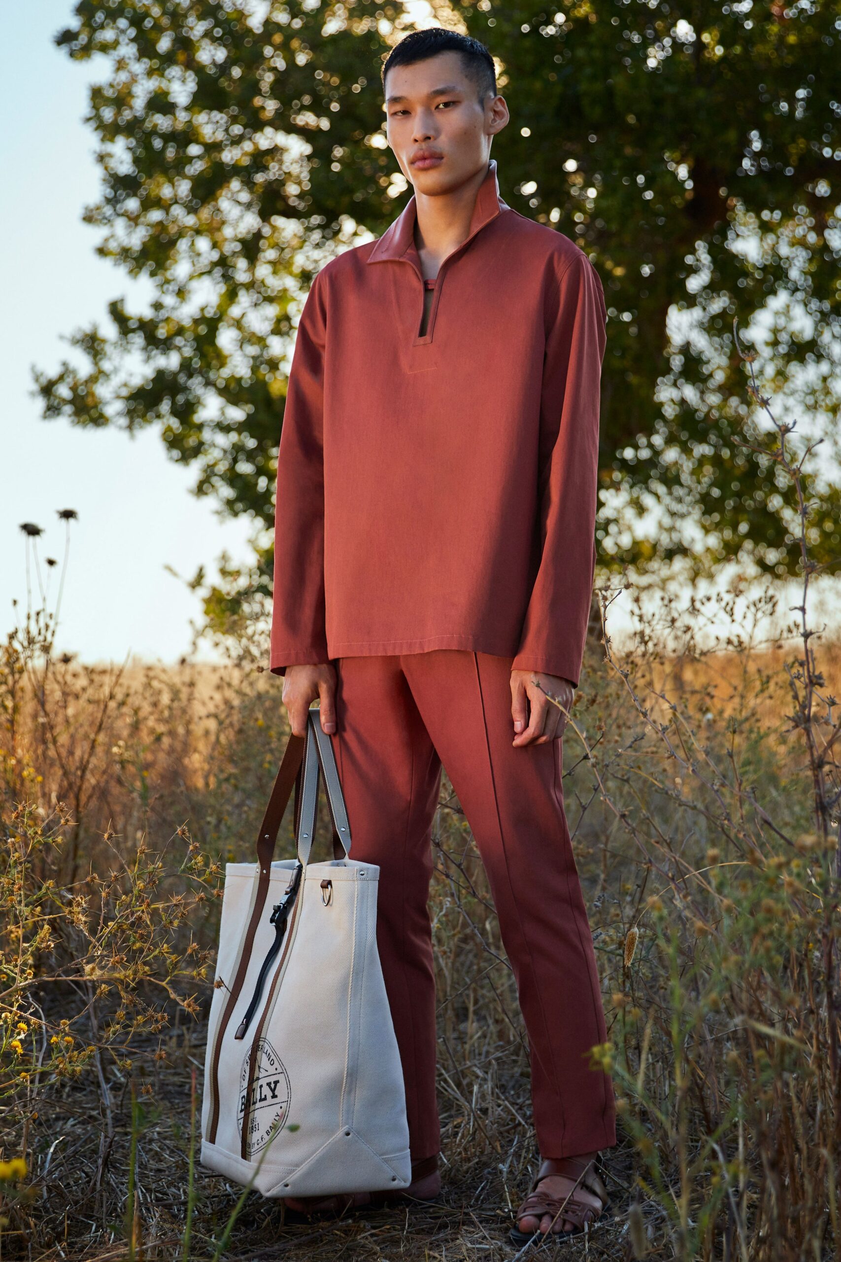 red cotton top and pants