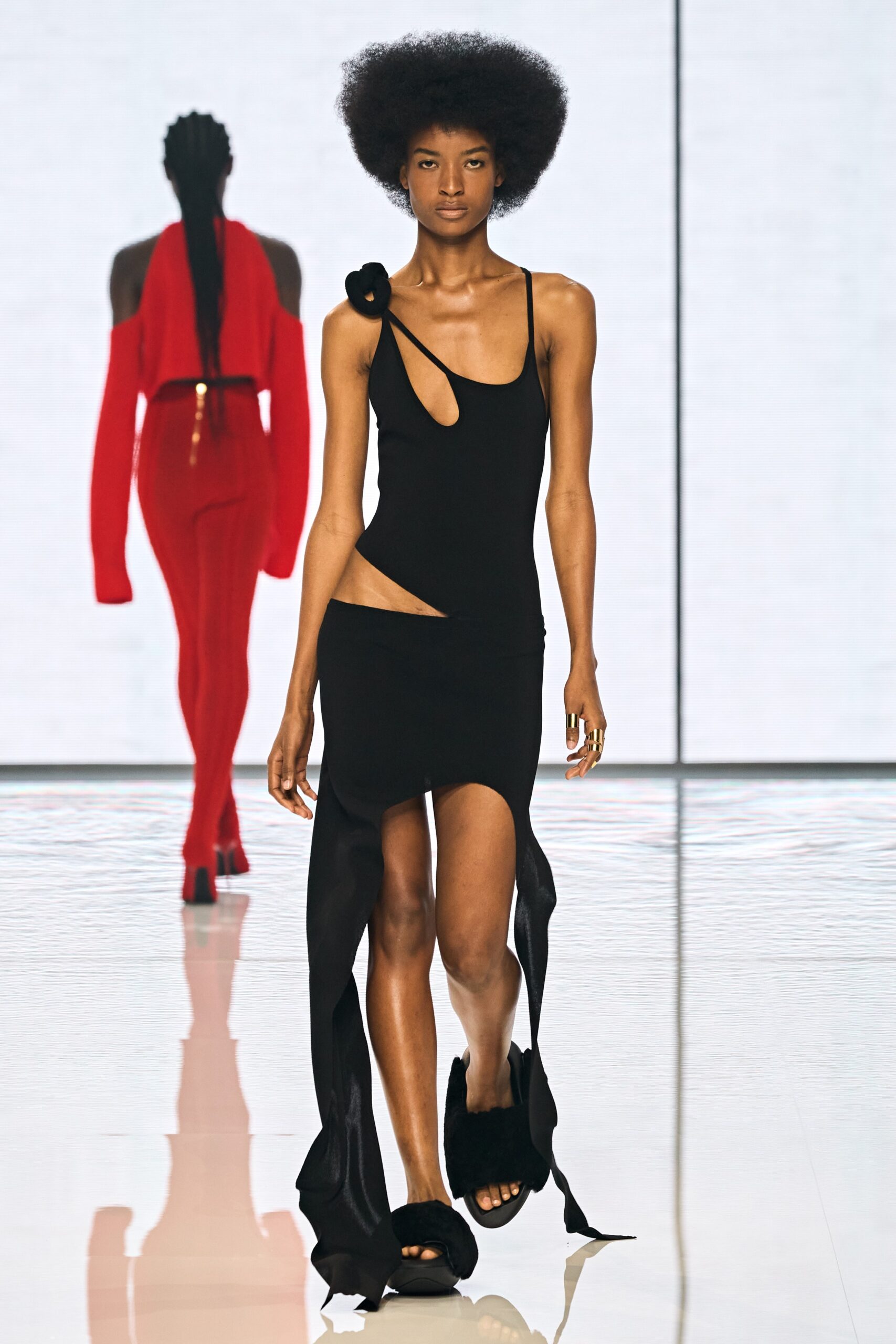 black silk sleeveless dress