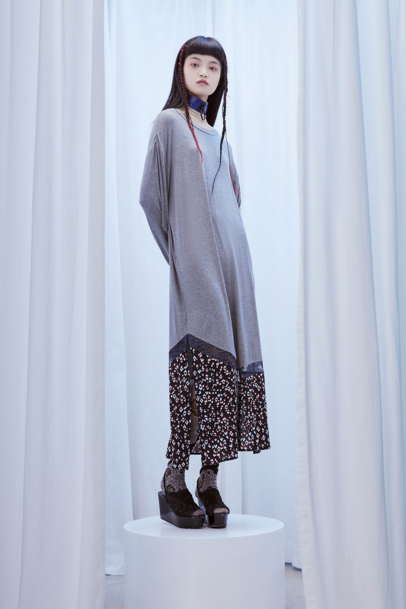 gray relaxed midi dress