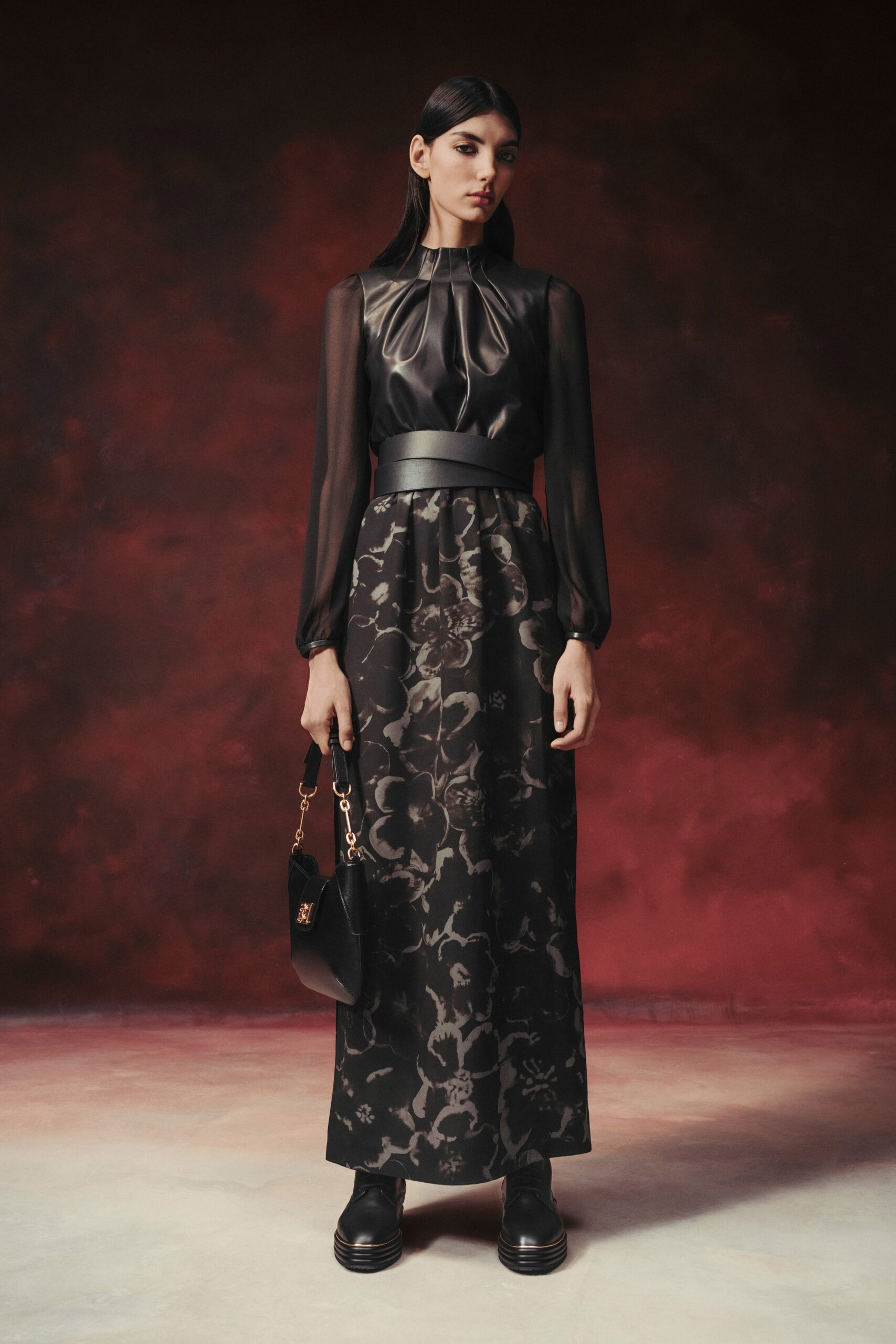 black silk cotton maxi dress