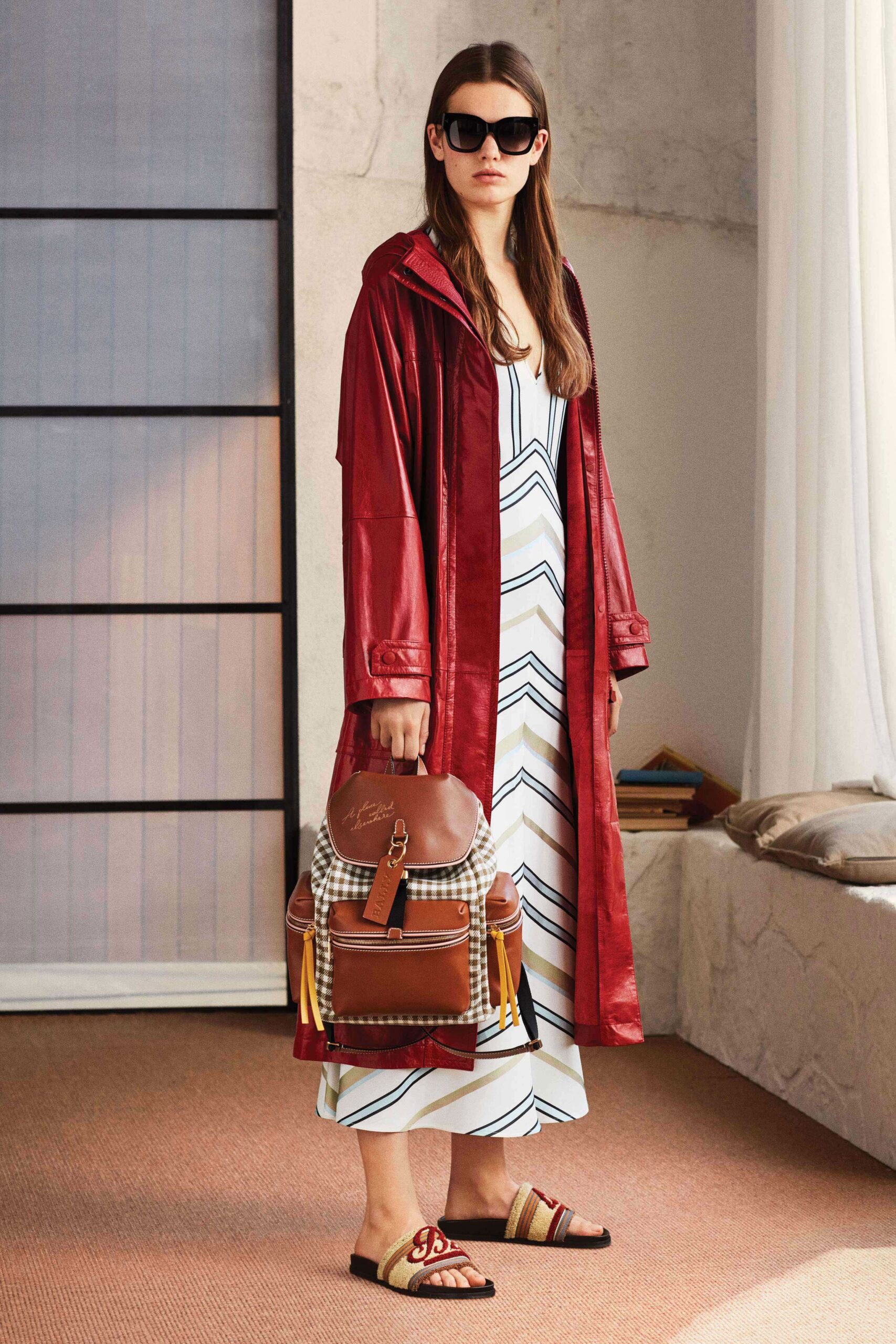 red silk coat with midi dress
