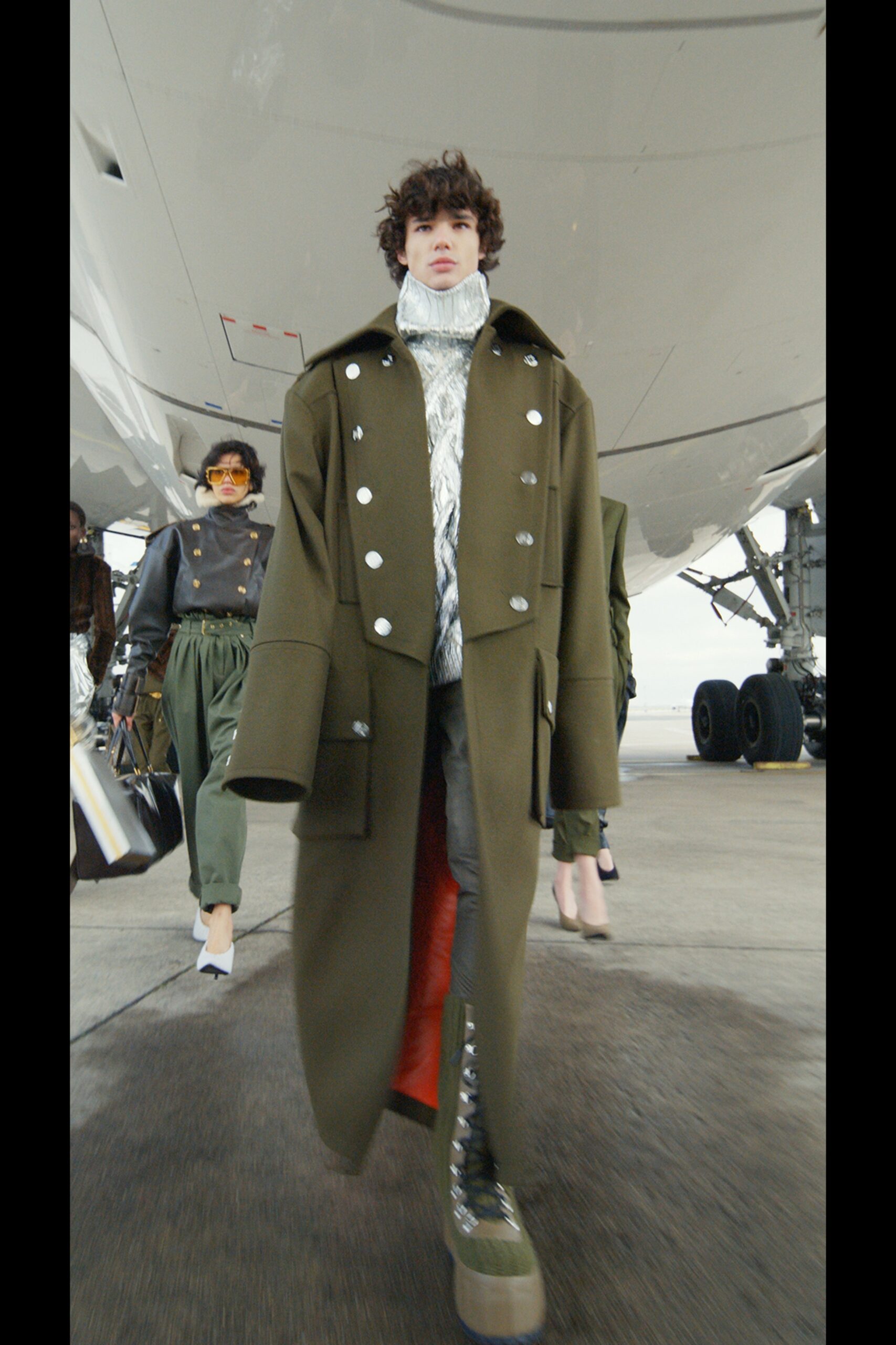 oversized green wool coat