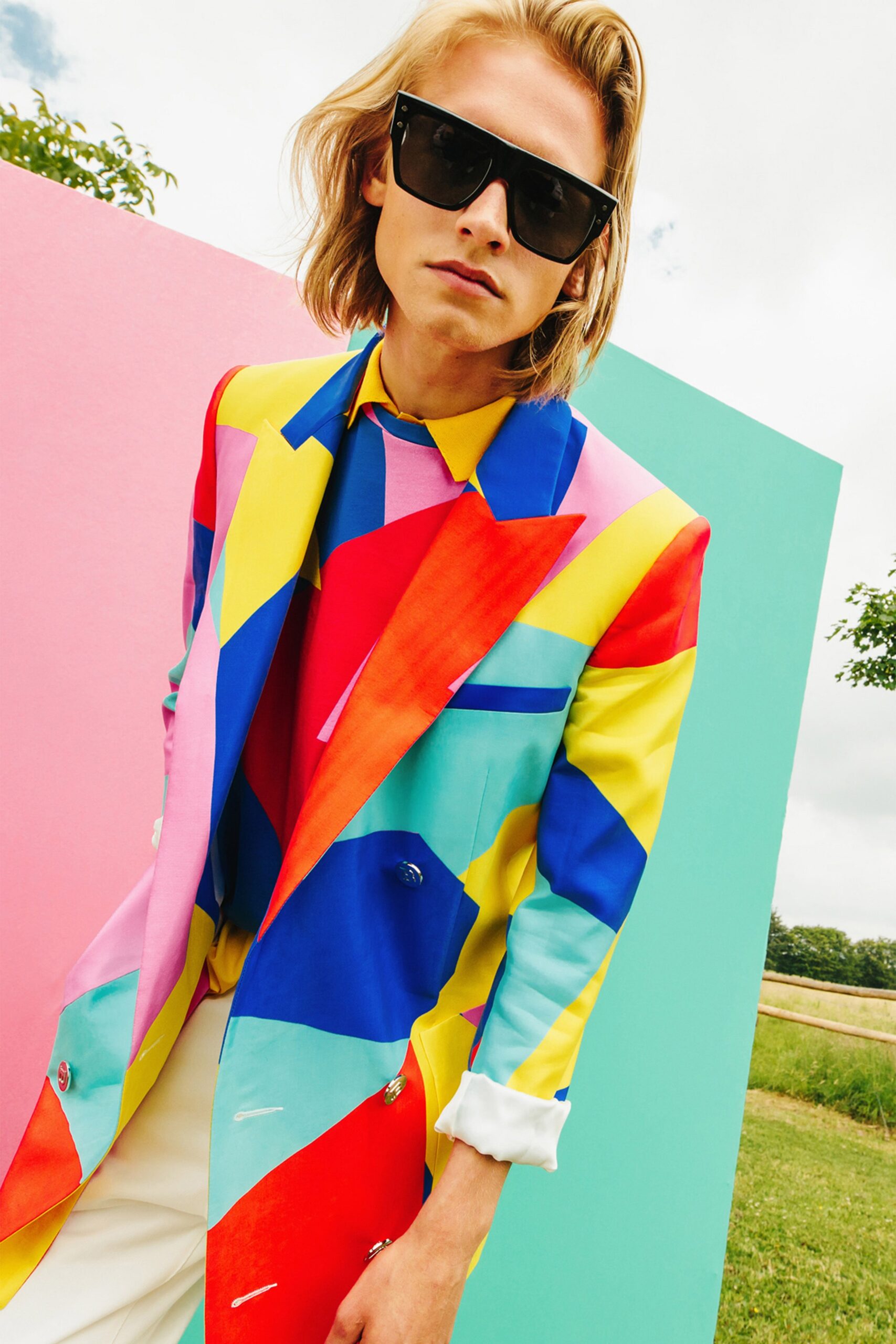 color-blocked tailored blazer