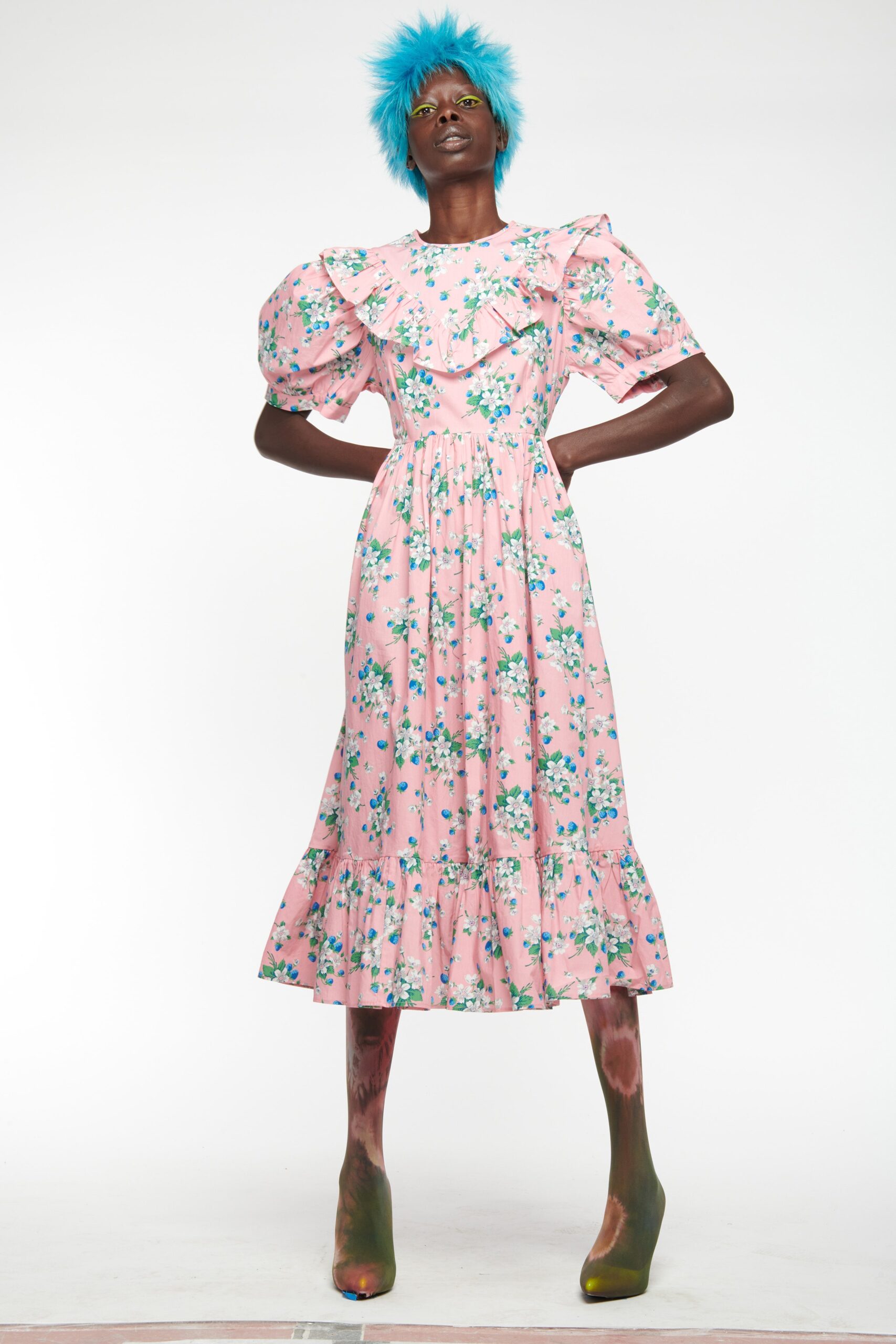 pink floral midi dress