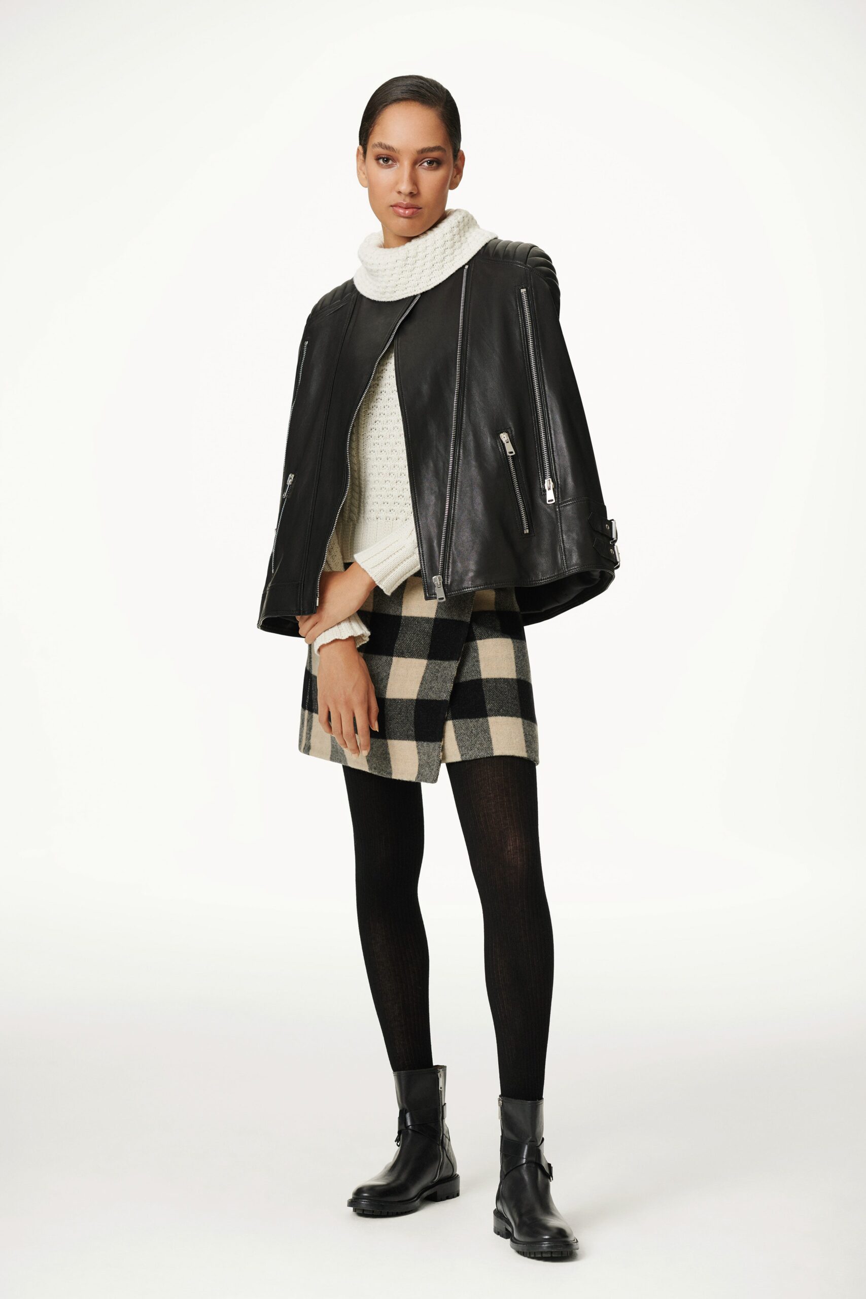 black leather zippered jacket