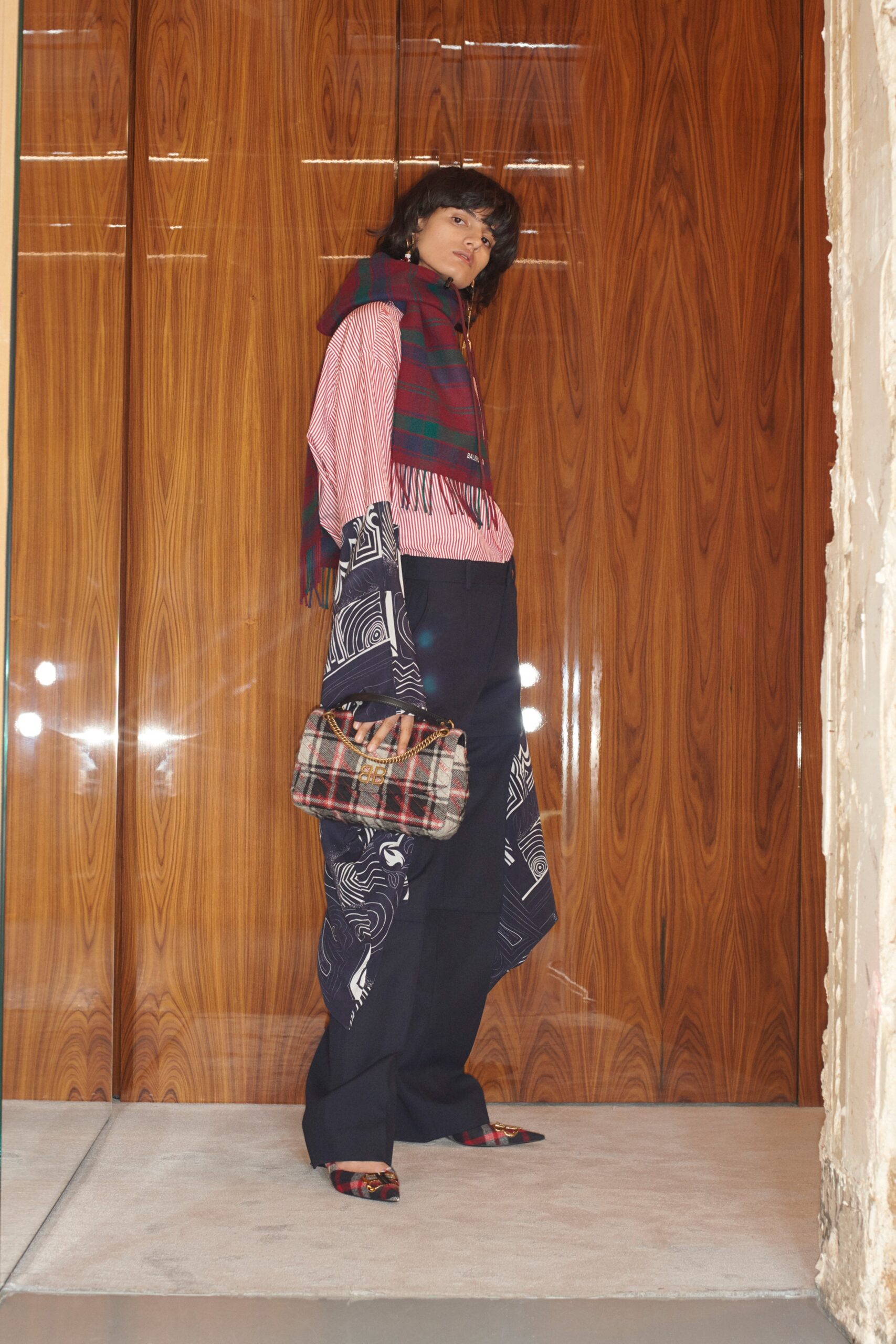 multi wool fringed scarf