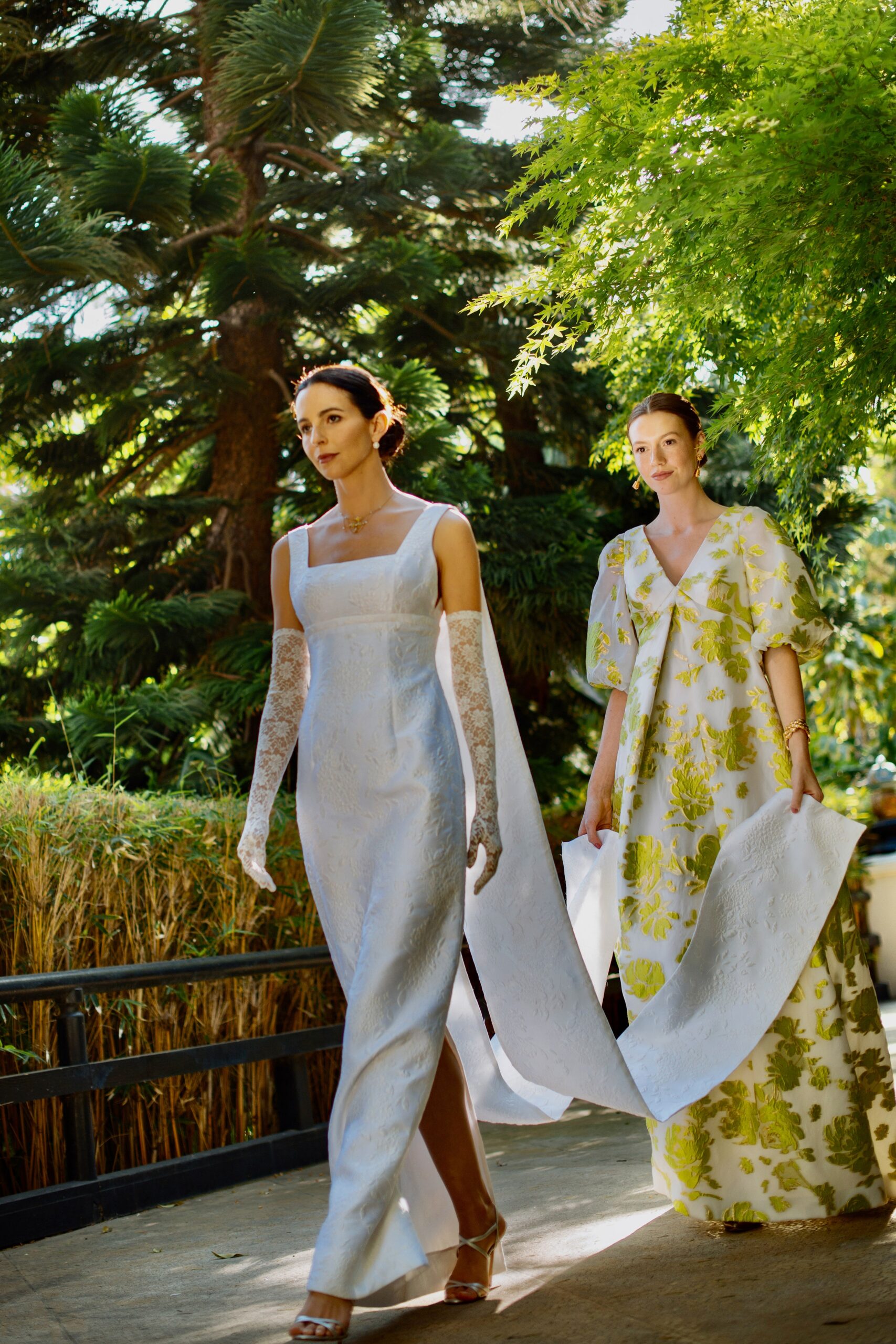 white silk short-sleeve v-neck fitted flared maxi dress