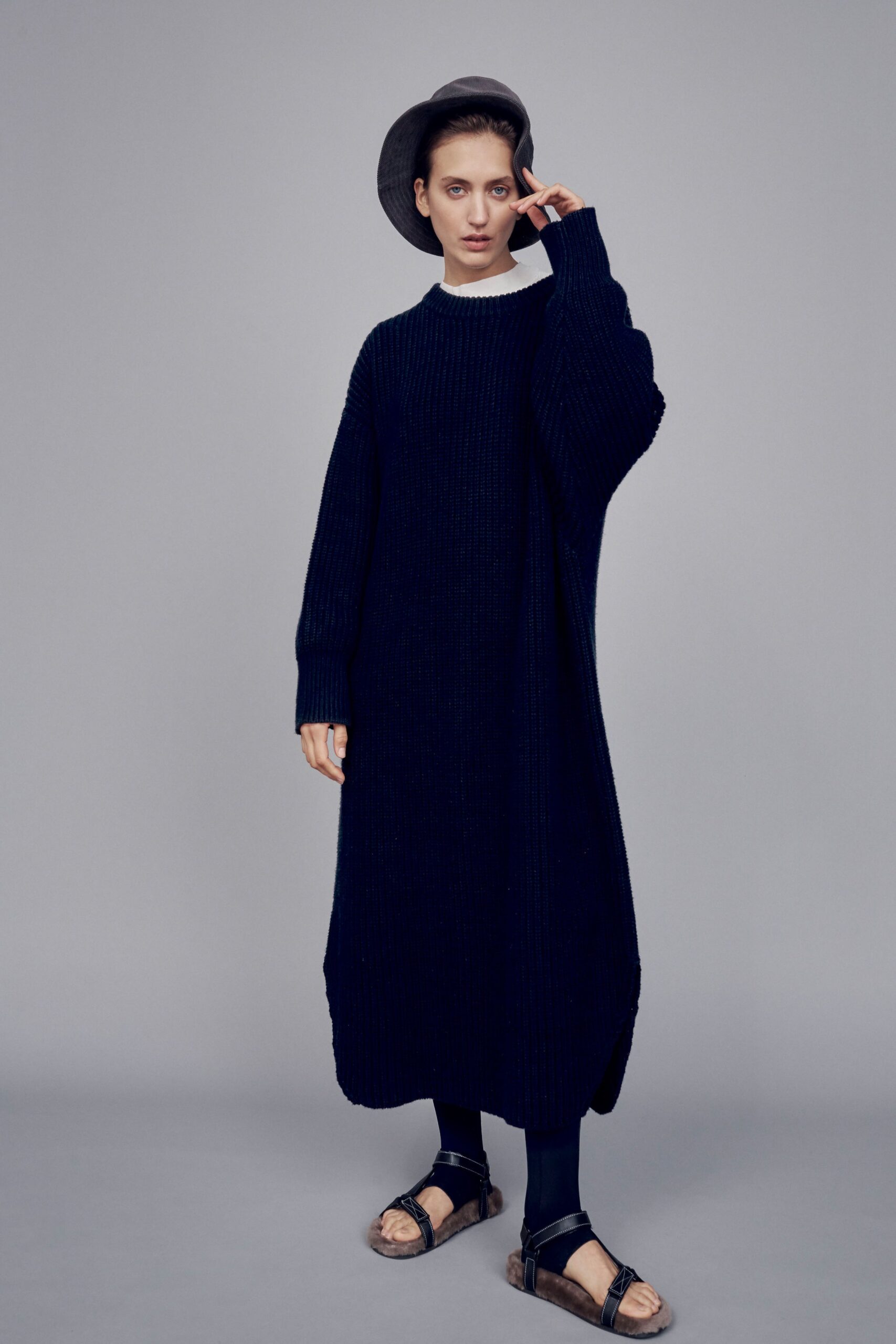 oversized blue wool dress