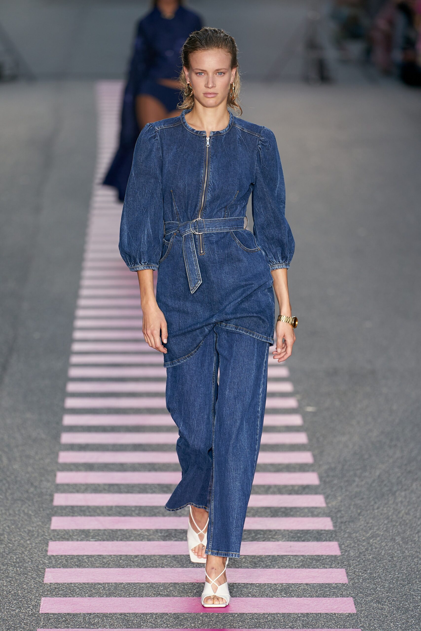 blue denim relaxed jumpsuit