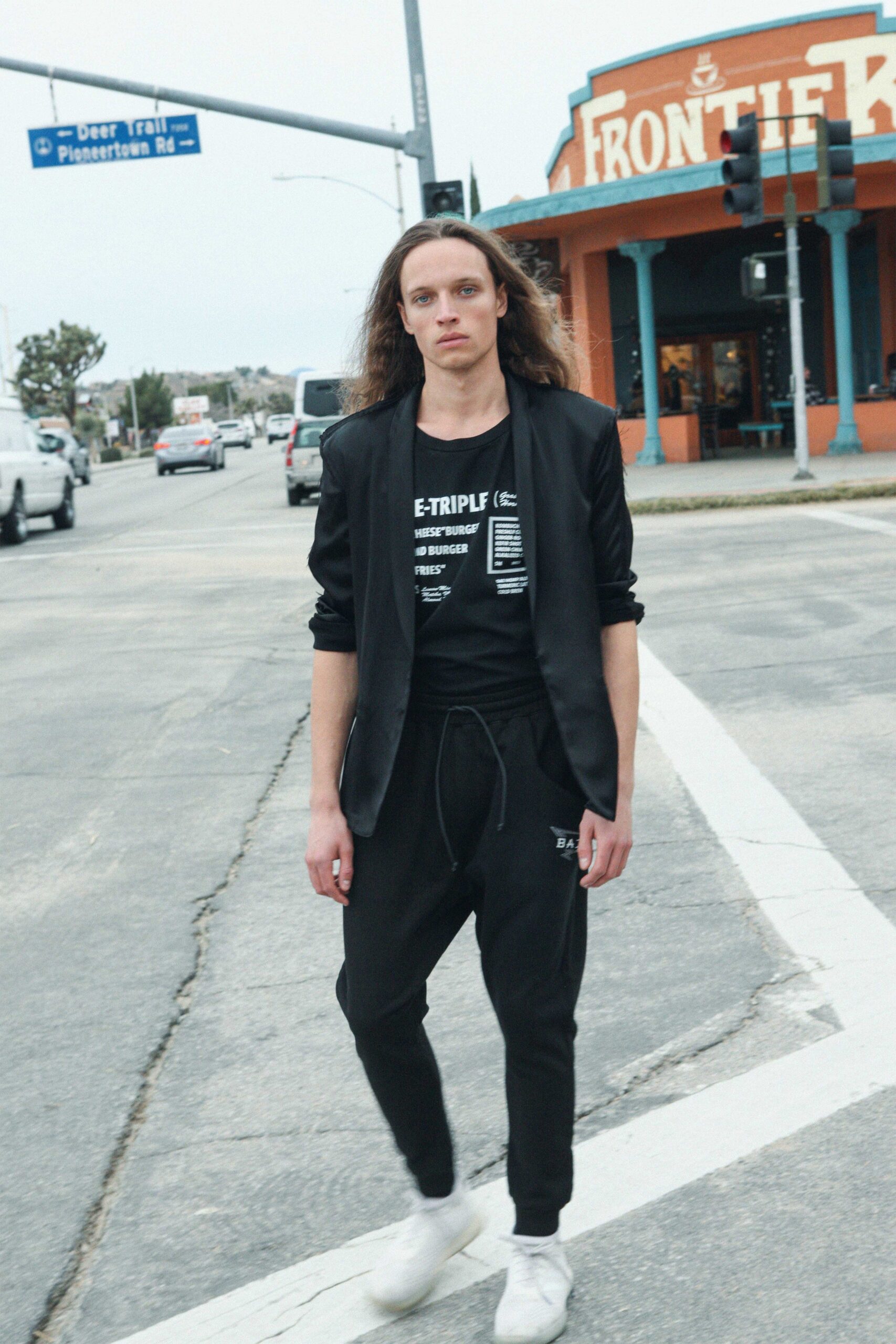 black blazer and relaxed outfit
