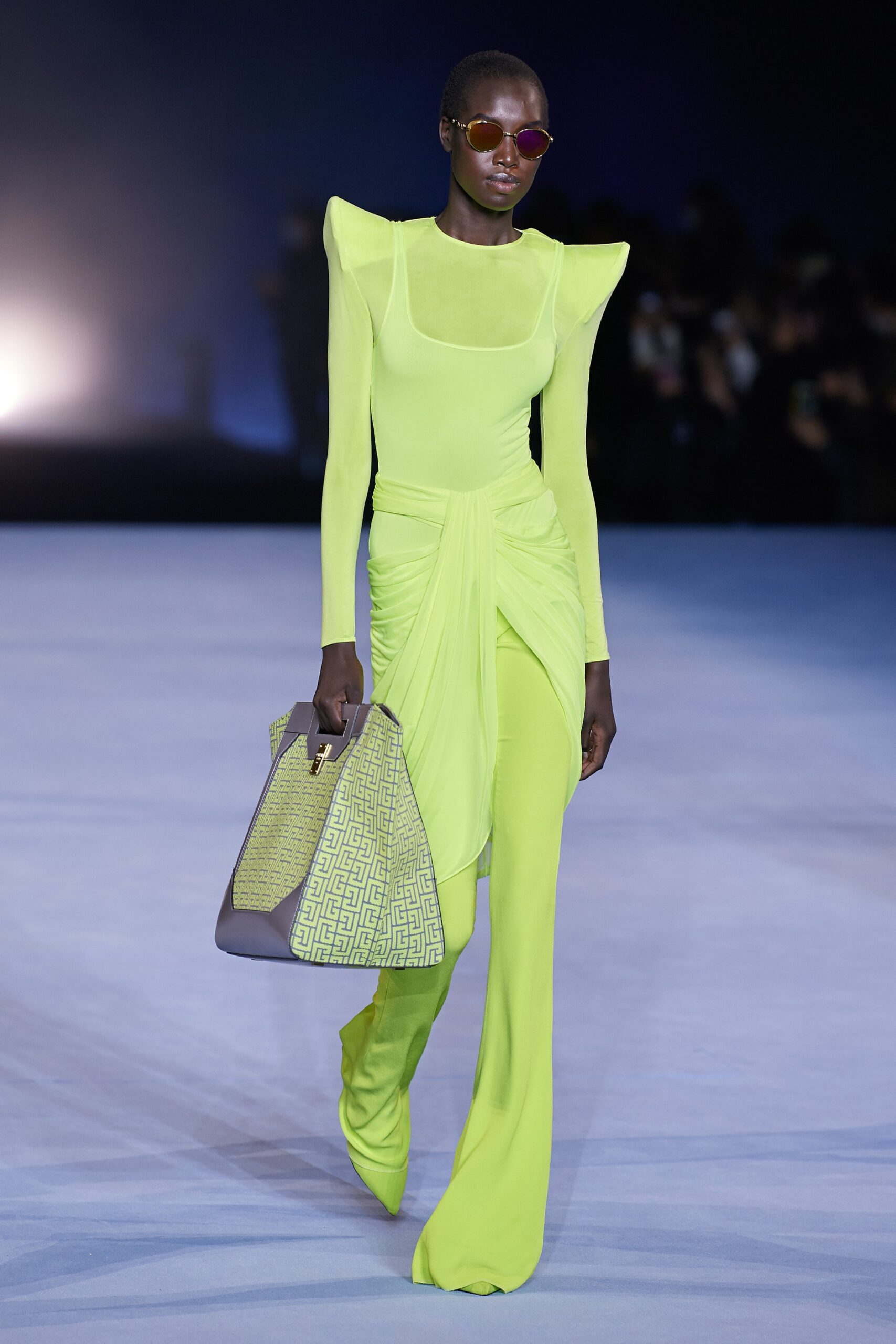 neon green fitted jumpsuit